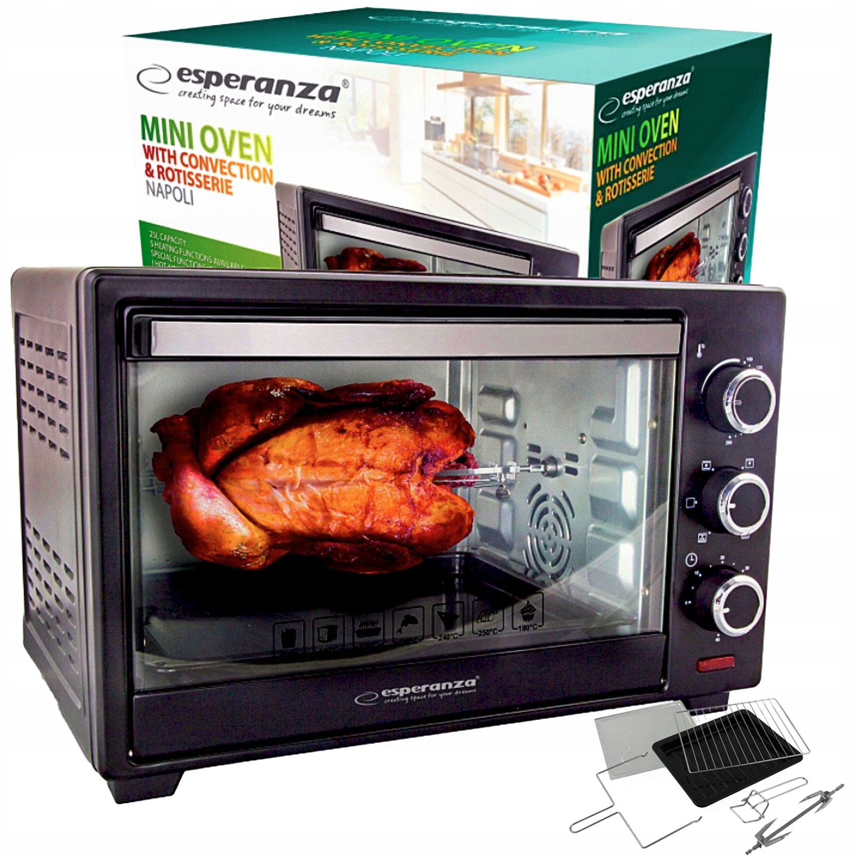 MINI PIEKARNIK ELEKTRYCZNY Z KONWEKCJĄ ROŻNEM 25L