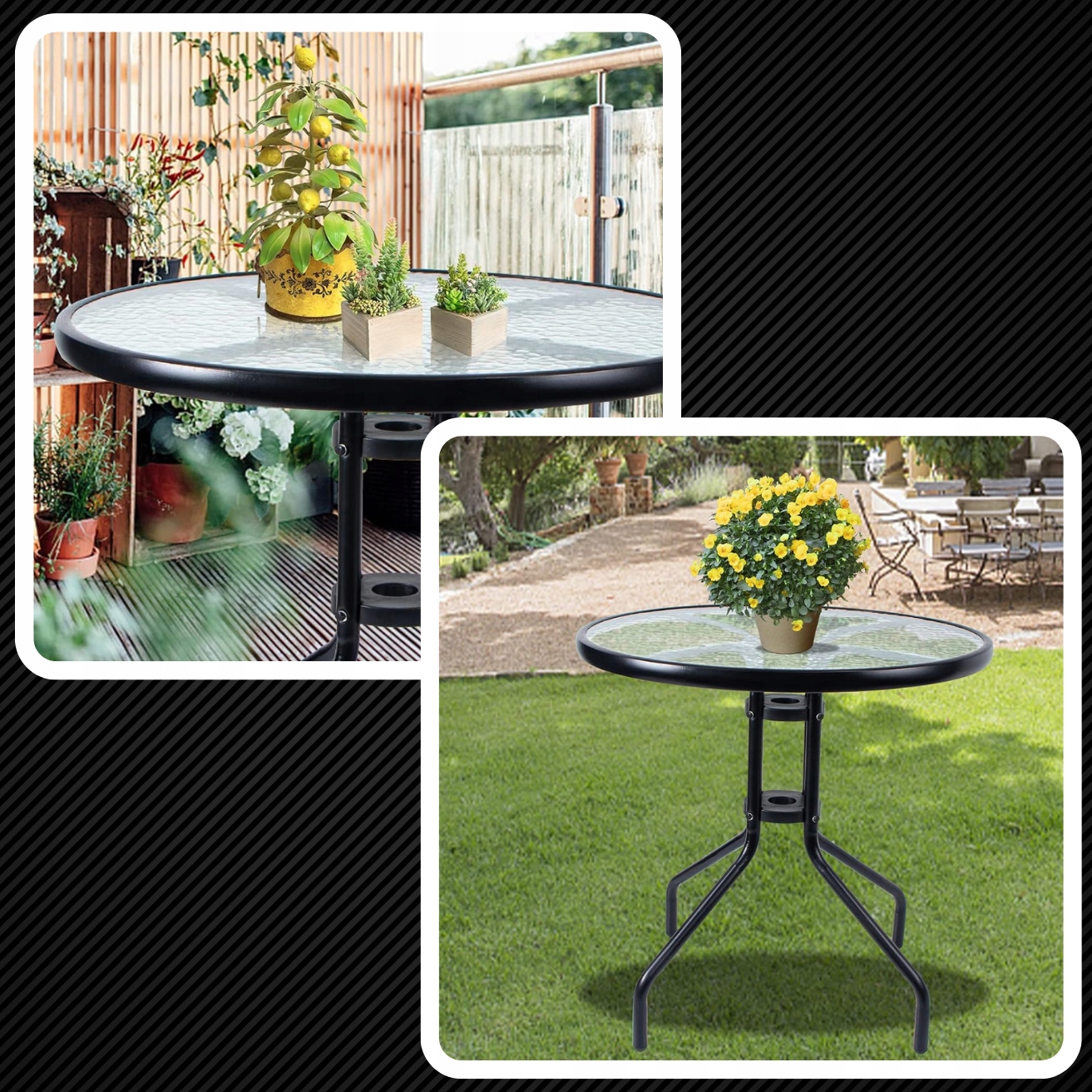 STÓŁ STOLIK BERGAMO OKRĄGŁY SZKLANY METAL OGRODOWY BALKON TARAS KAWOWY FI60 Producent Memfis