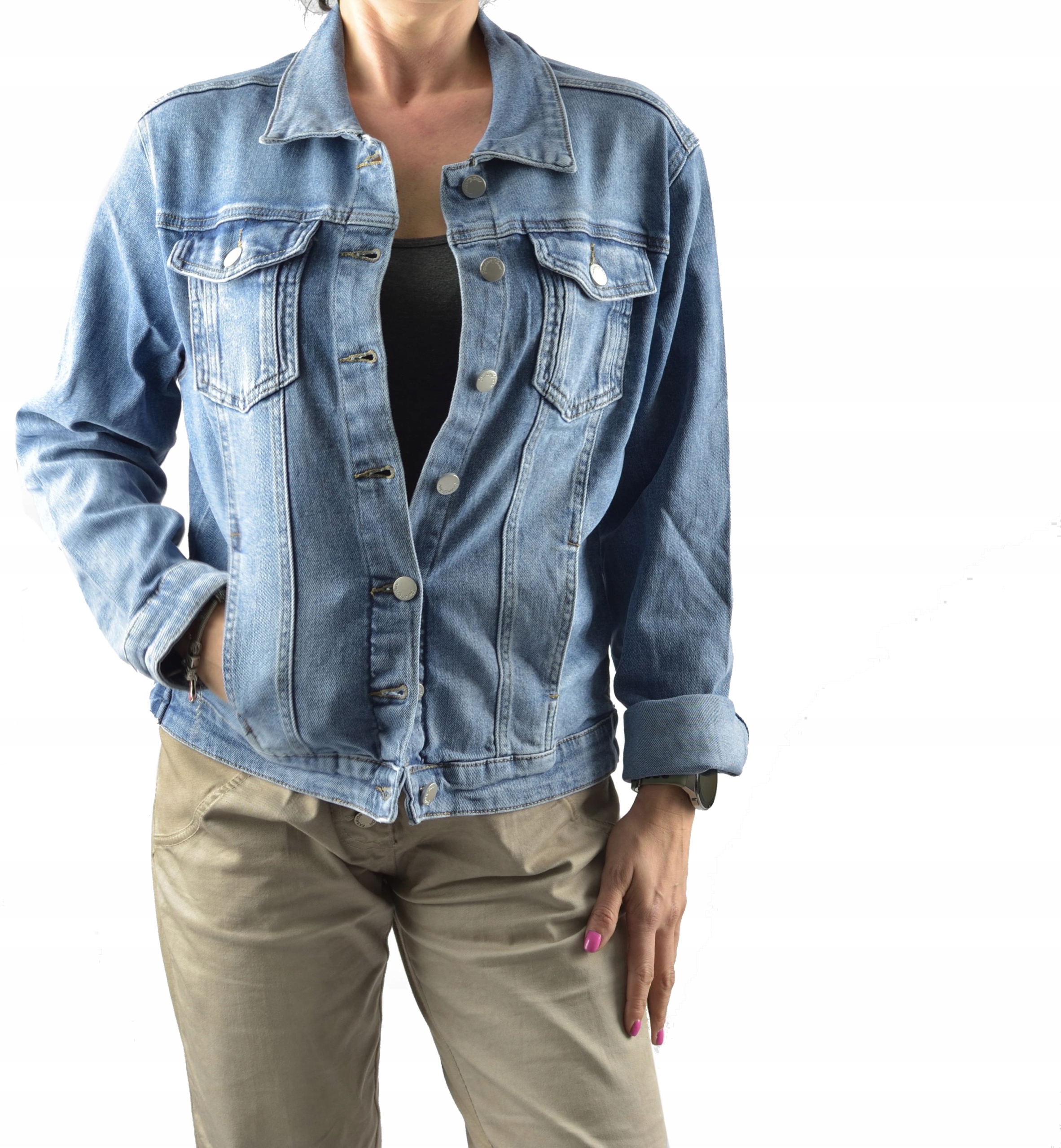 KATANA DAMSKA JEANSOWA NIEBIESKA WYCIERANA 2XL Marka inna