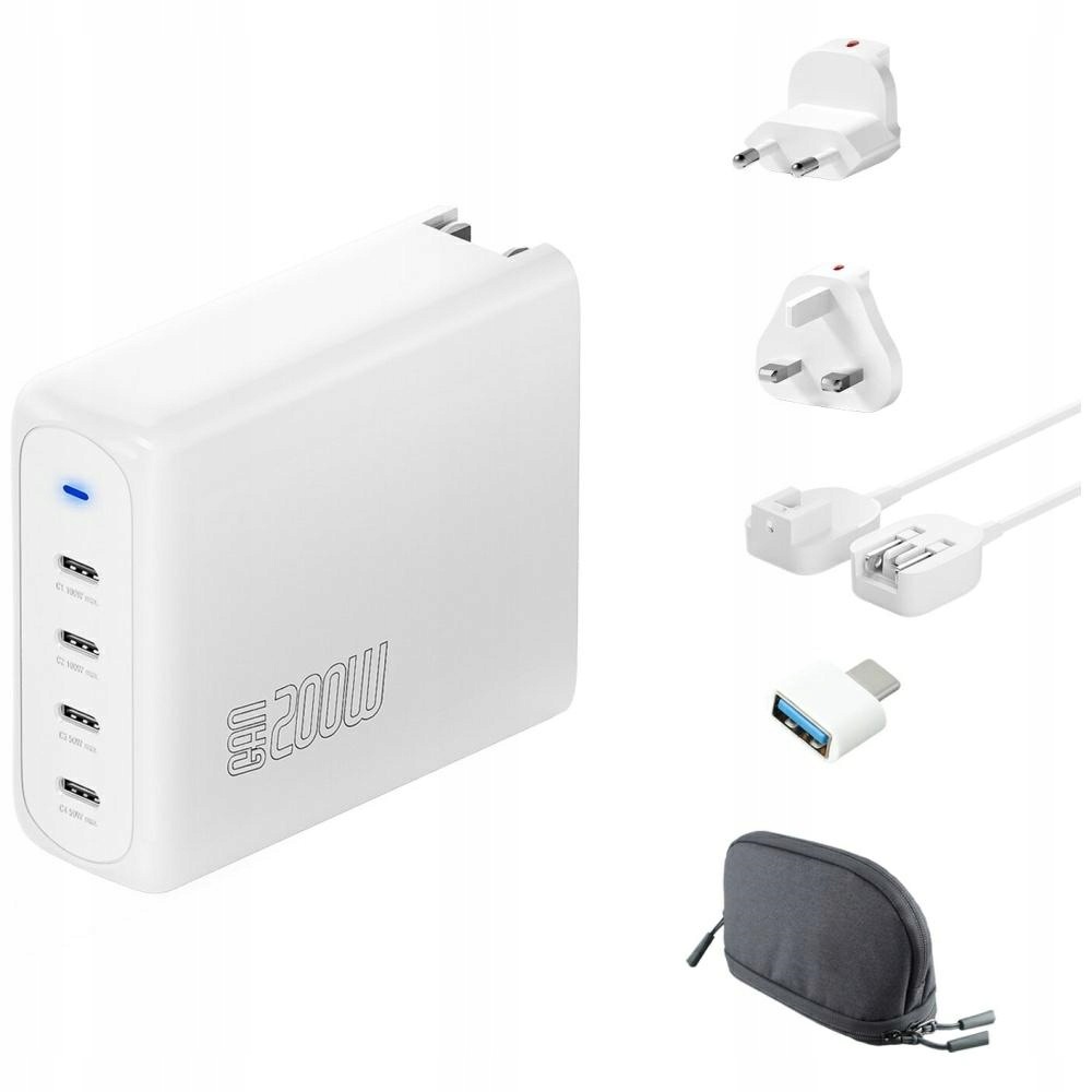 Síťová nabíječka 4smarts GaN Flex Pro Travel 200W 4 Usb-c bílá-bílá