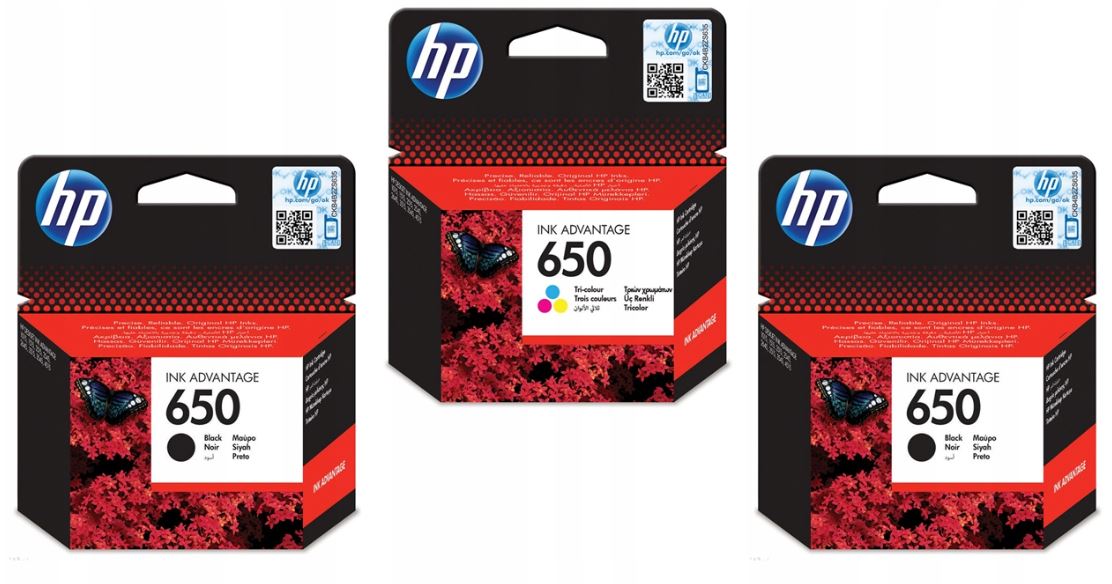 Komplet Oryginalnych Tuszy Hp 650 2x Czarny CZ101AE Kolor CZ102AE
