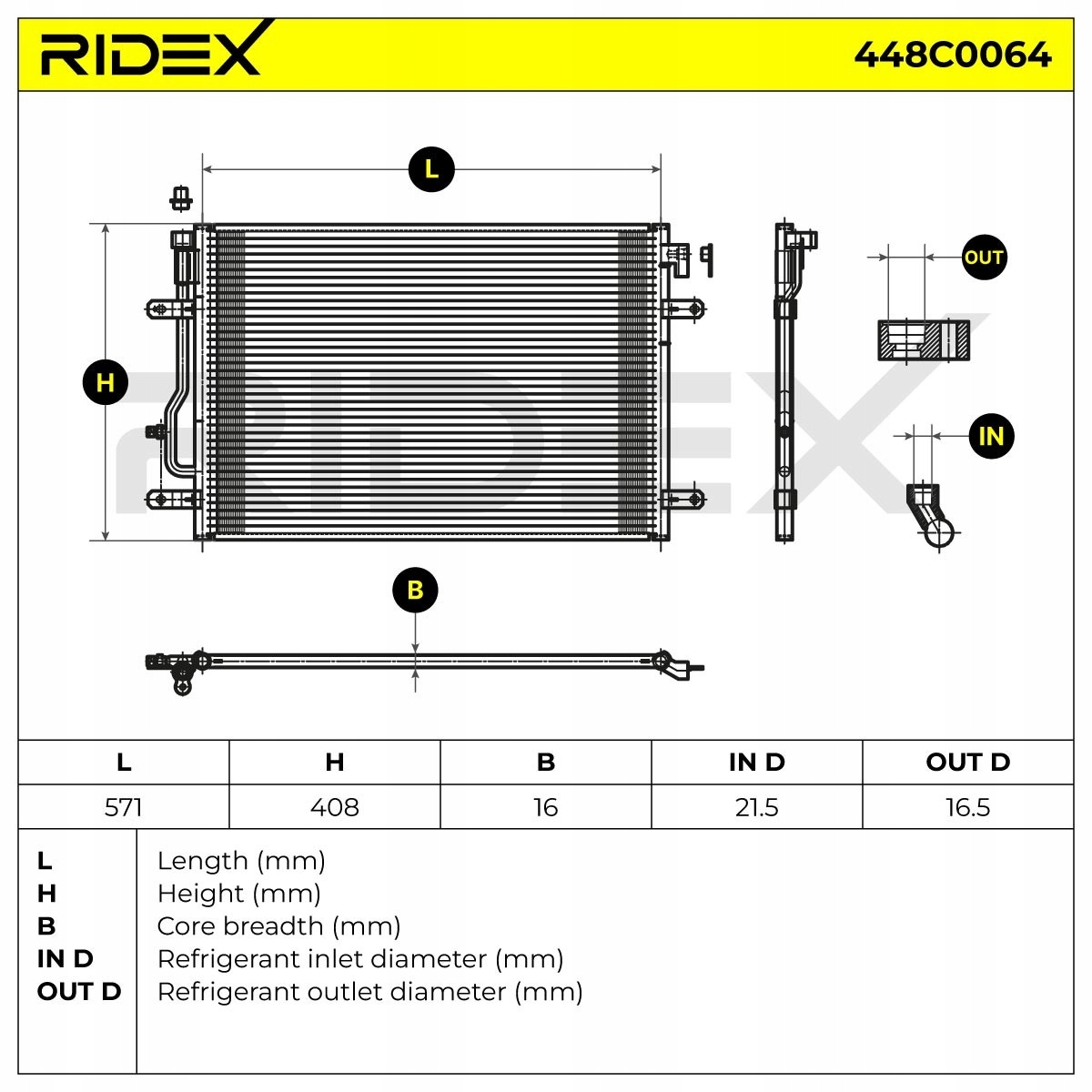ridex 448C0064 конденсатор, радиатор кондиционера