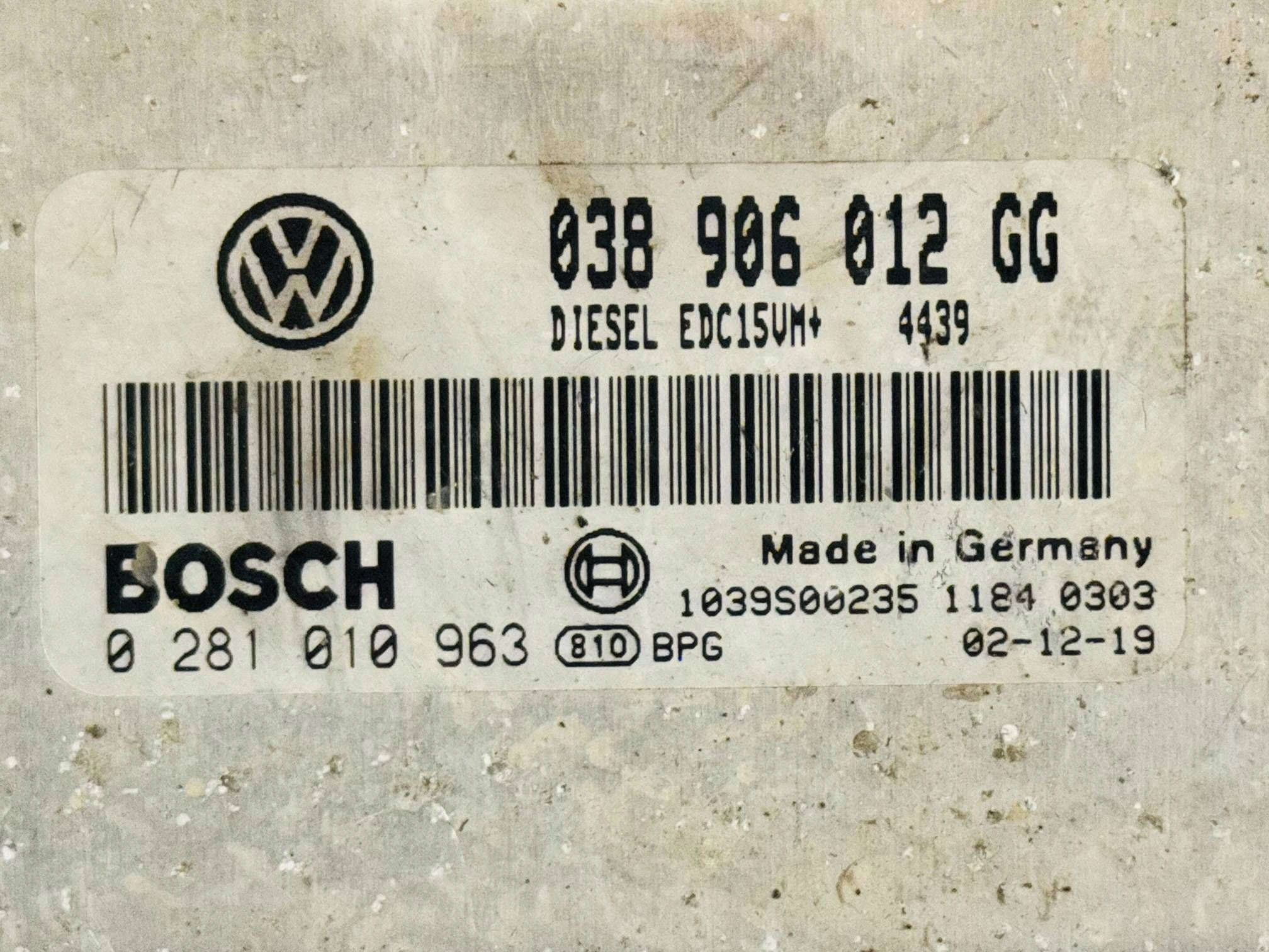 computer ECU SKODA 038906012GG 0281010963