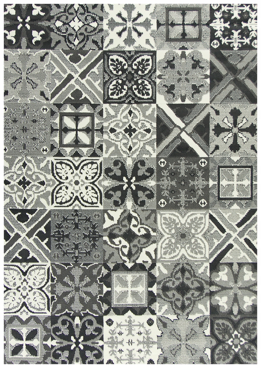 

60x110 cm Szary Dywan Luna Patchwork Krata Płytki