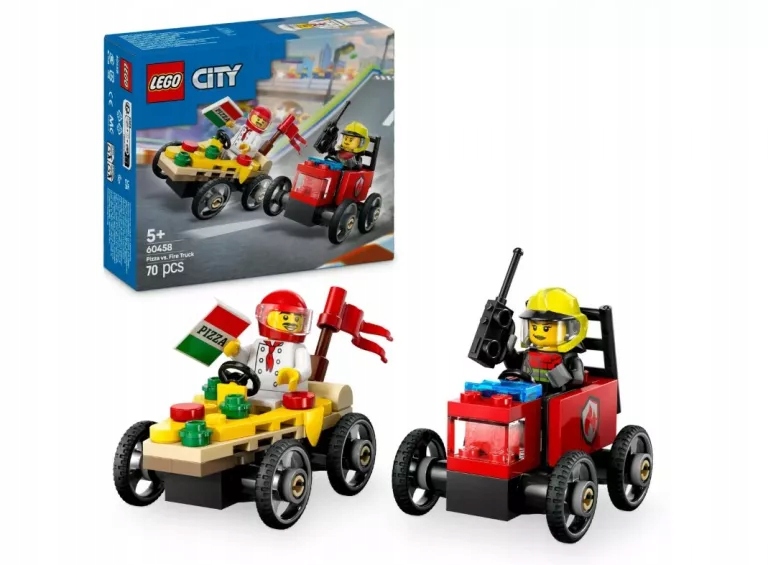 Lego City 60458 Zestaw Wyścigówek: Pizza Kontra Wóz Strażacki