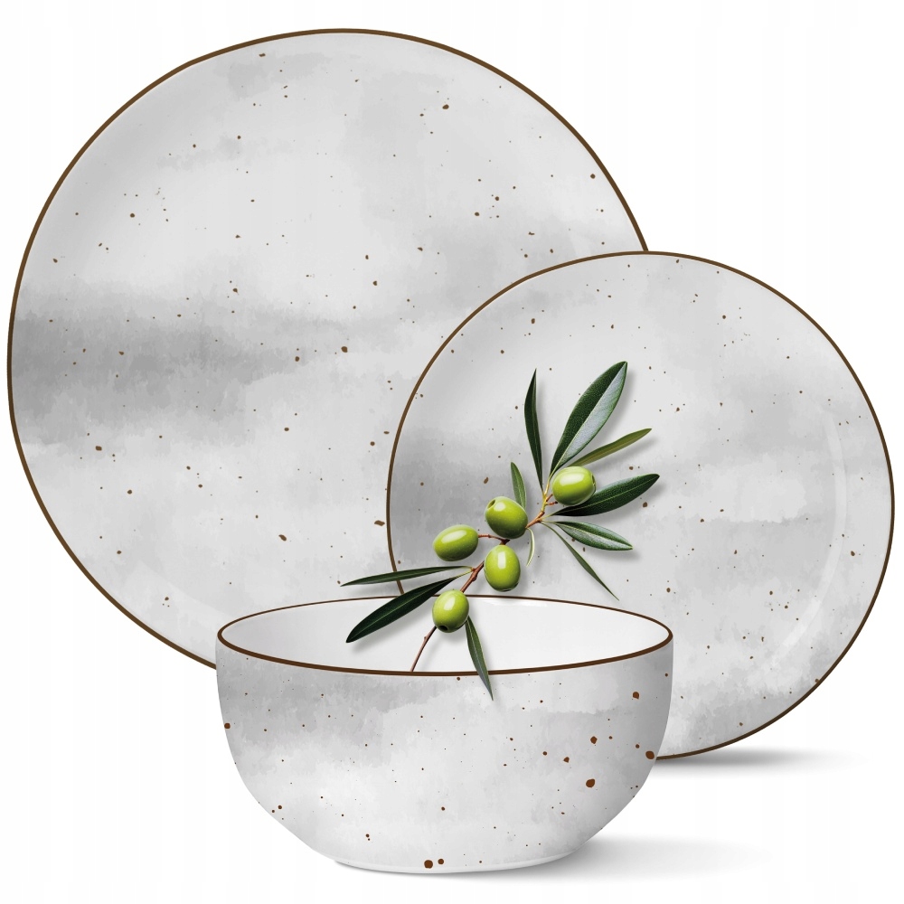 Komplet Porcelánová Sada Talířů Jídelní Servis Talíře 12 ks Vzor Antico