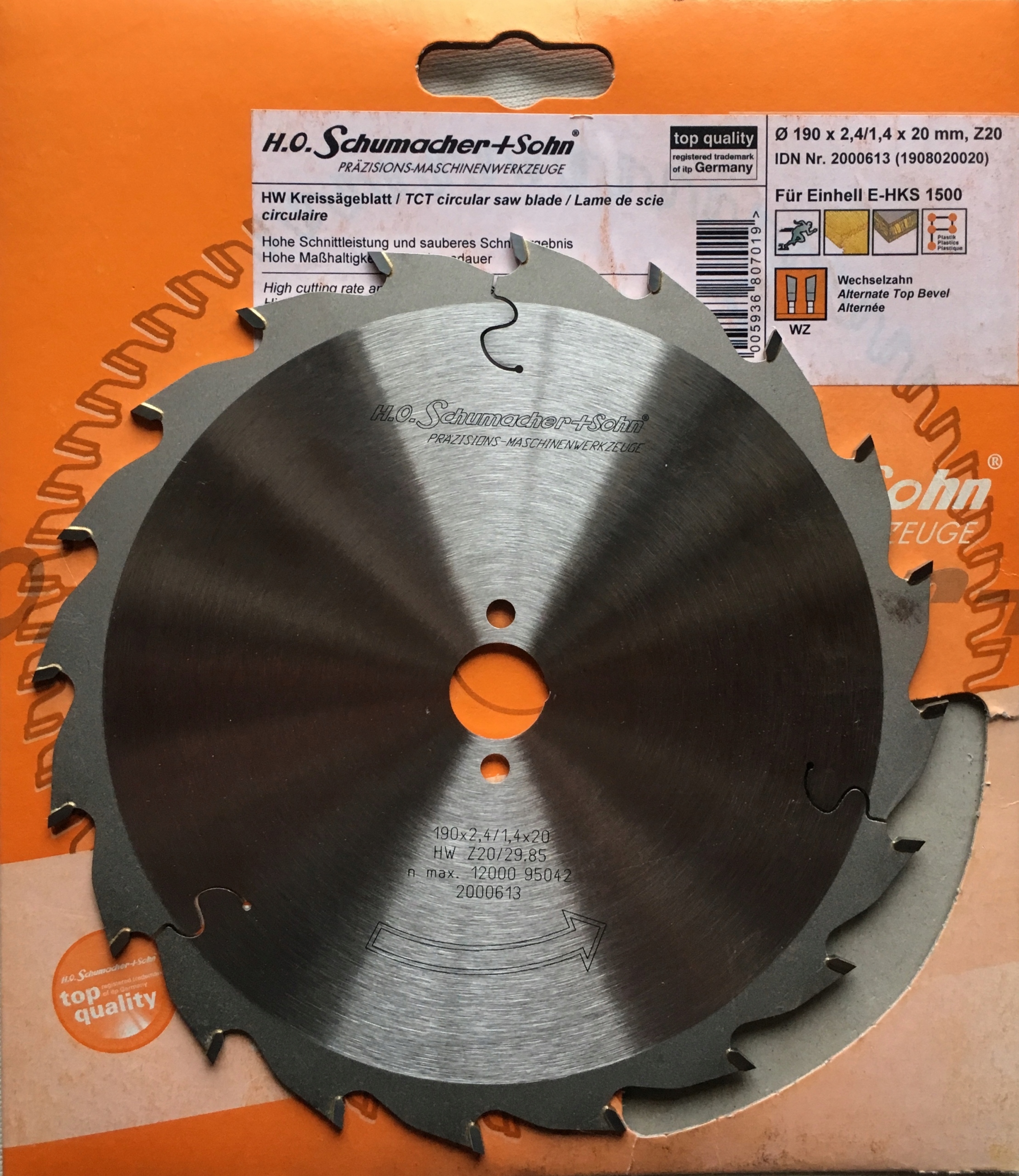 

Schumacher Tarcza pilarska piła 190x20mm 20z Widia