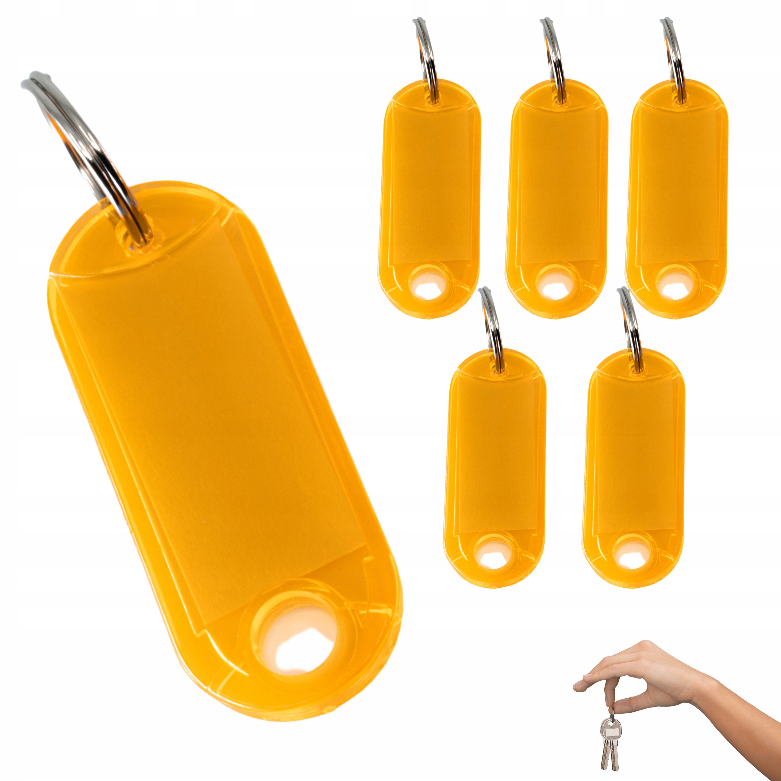 BRELOKI Identyfikator ZAWIESZKA OZNACZNIK do Kluczy 6 pomarańczowe