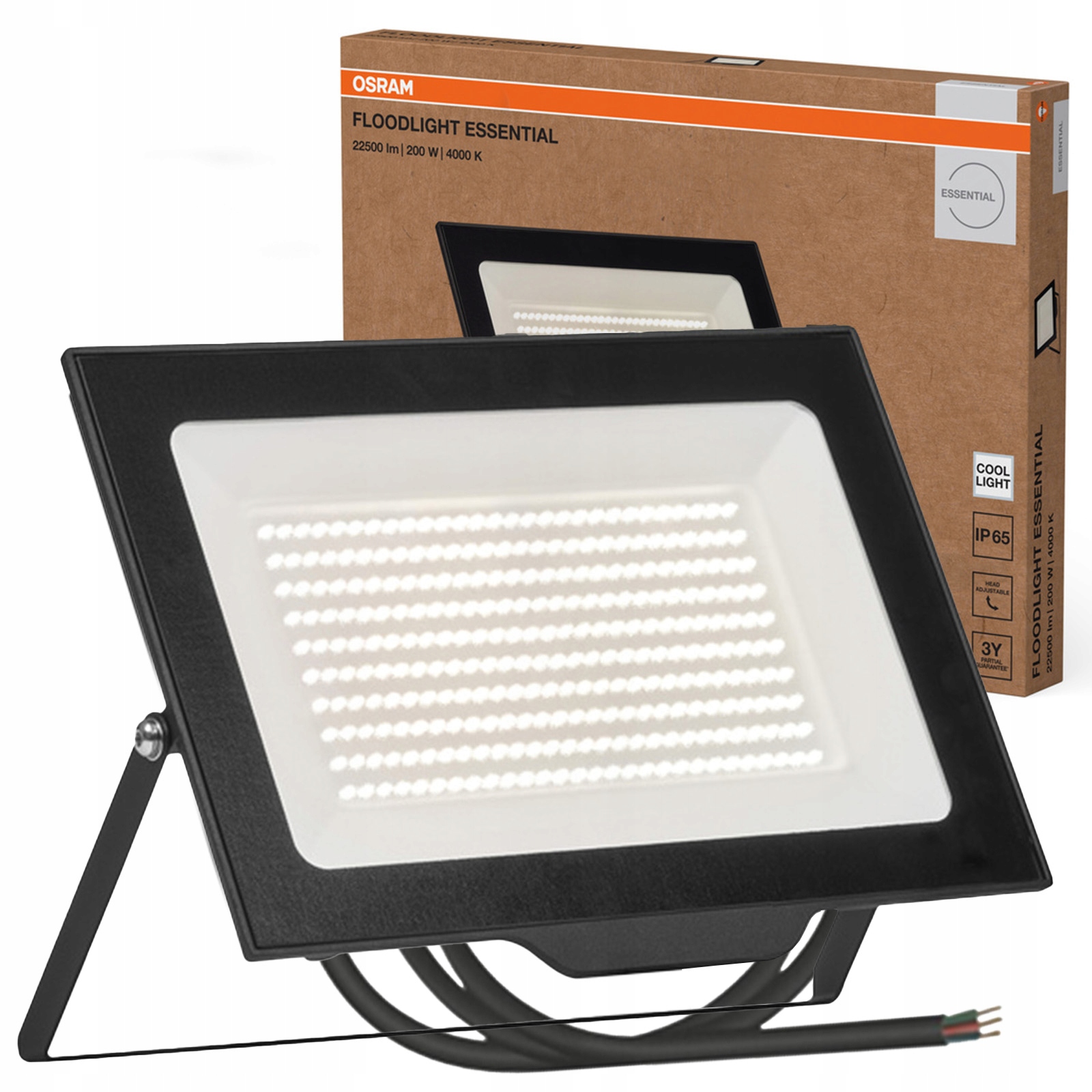 Led reflektor Halogénová vonkajšia lampa 200 W 20000 lm 4000K čierna IP65