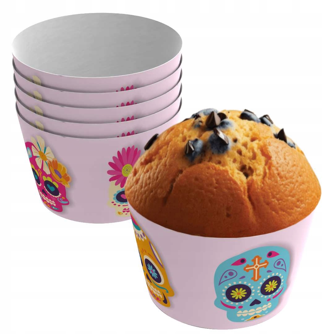 OSŁONKI na muffinki PAPILOTKI halloween DIA DE LOS MUERTOS meksykańskie x6