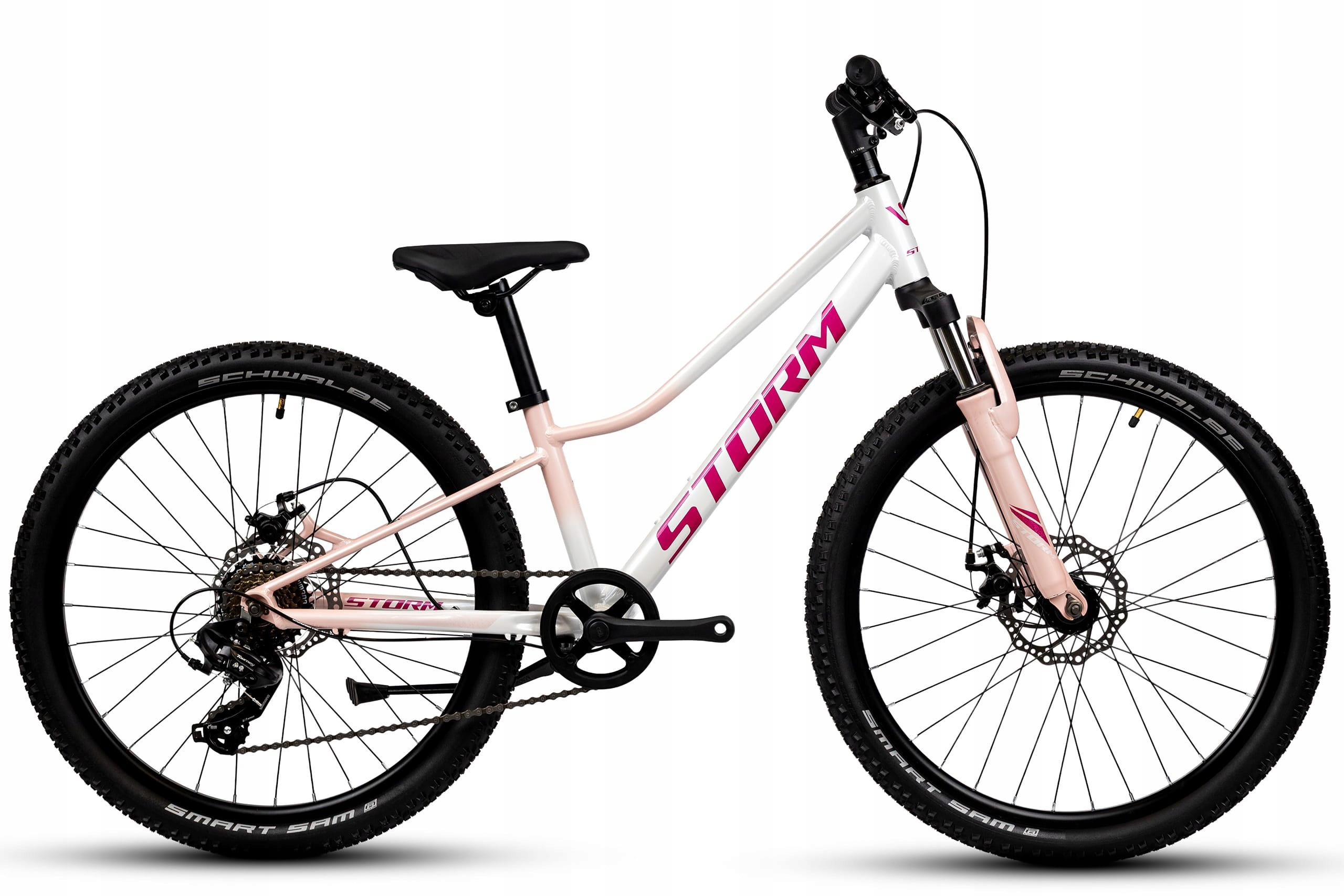 Rower Junior 24 Storm Mtb Queen Tourney 1X7 2MD 11 Biało-różowy