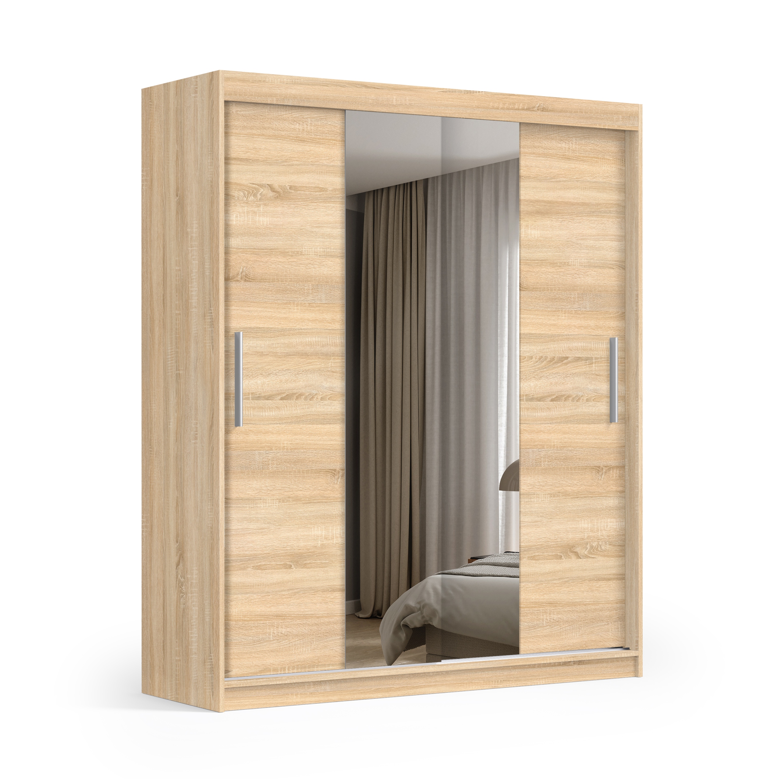 SZAFA PRZESUWNA Z LUSTREM 200CM DĄB SONOMA