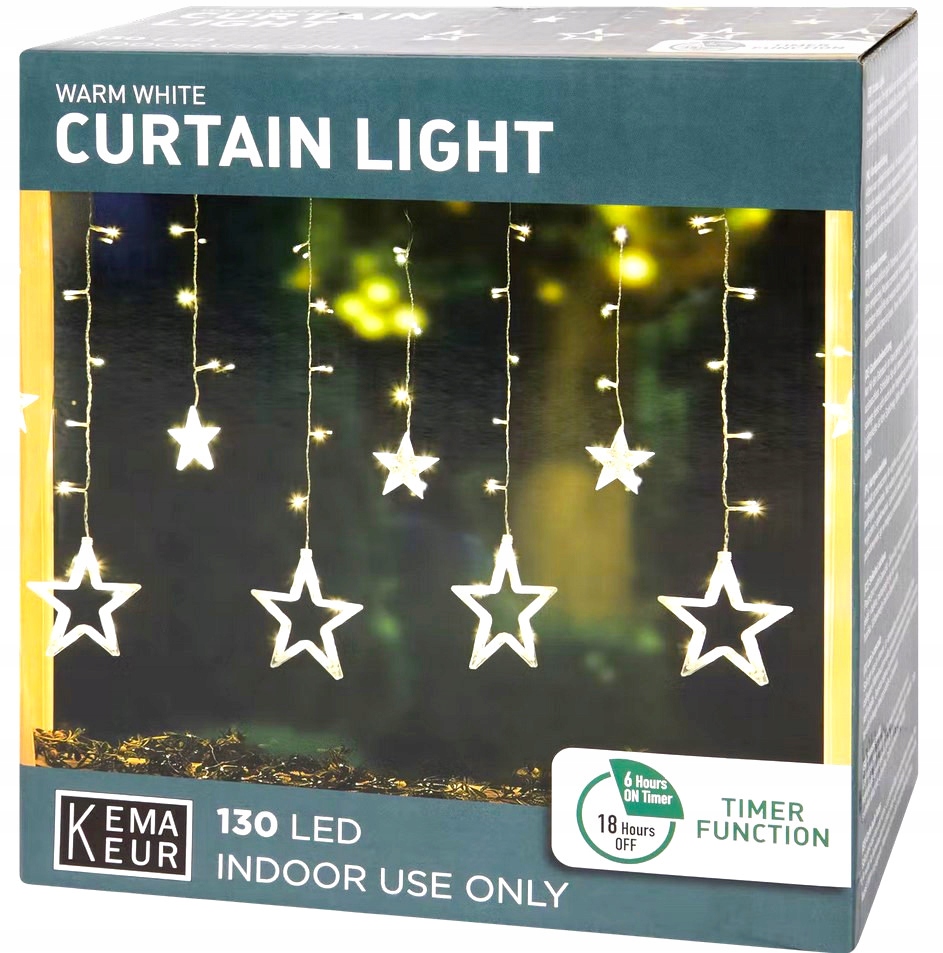 

Kurtyna świetlna girlanda 130 Led gwiazdy timer