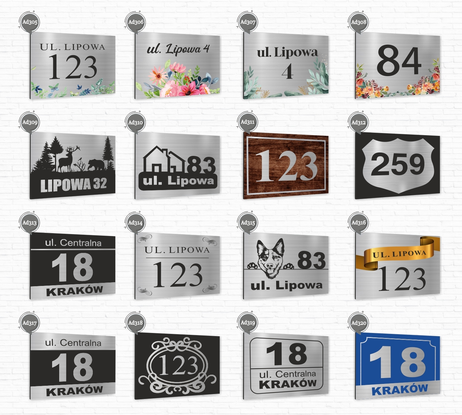 Tabliczka ADRESOWA ALUMINIOWA Numer domu 20x15 Szerokość produktu 20 cm