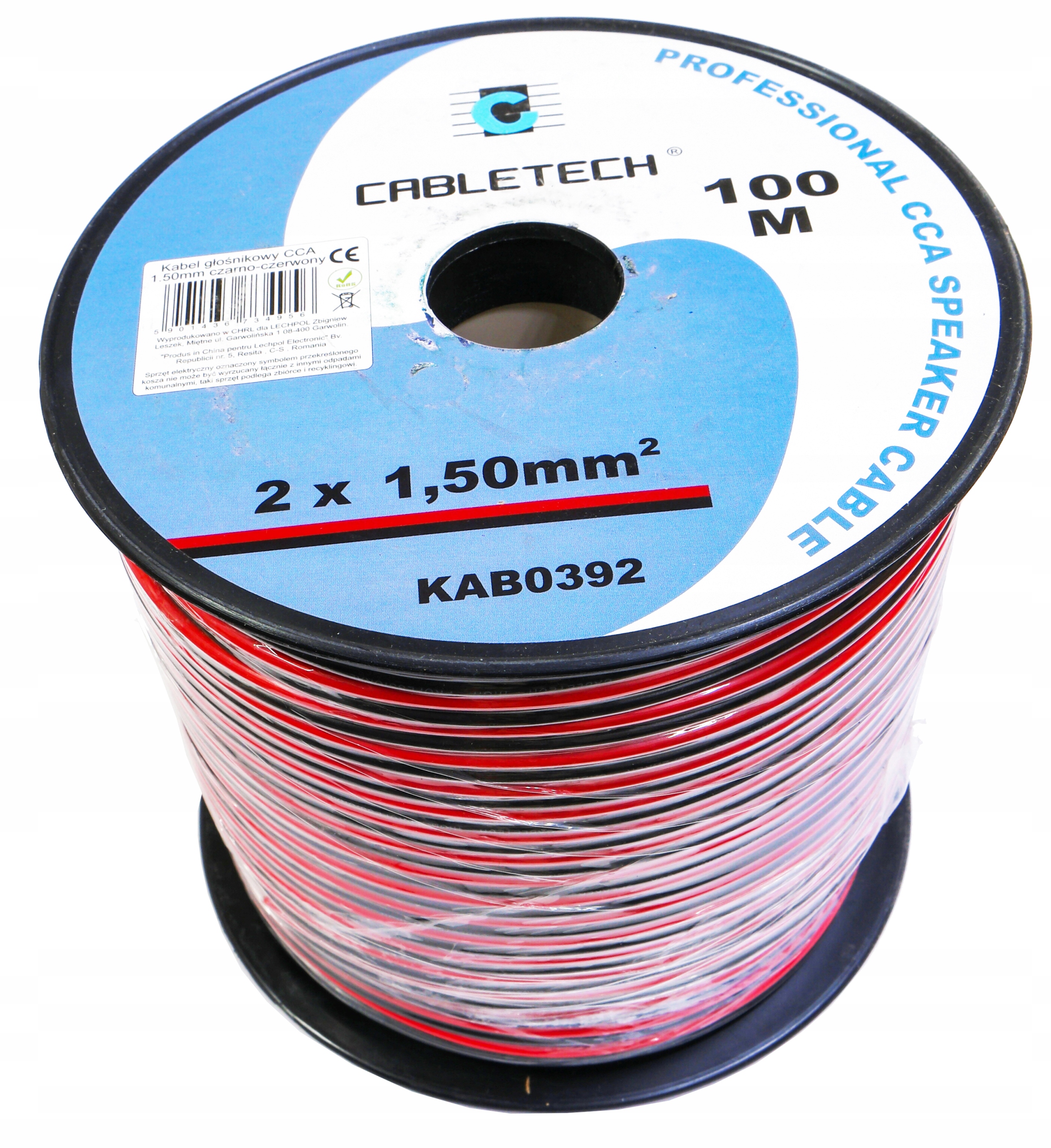 Reproduktorový kábel 2x 1,5mm 1,5 Cca čierna červená Cca 100m