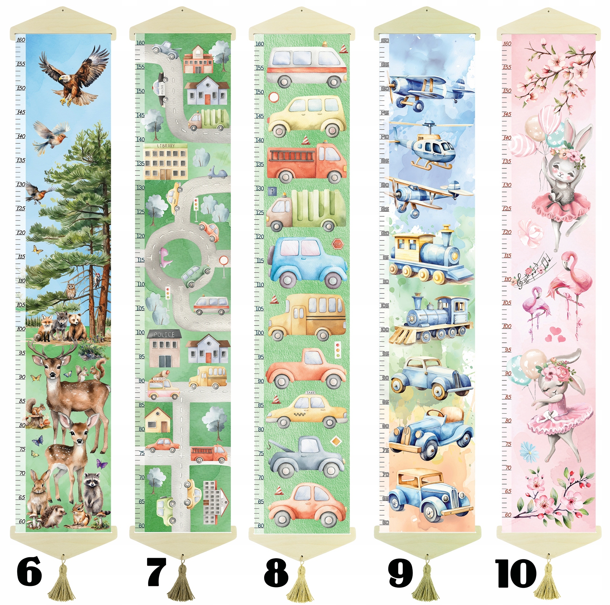 Miarka wzrostu dla dzieci na PŁÓTNIE Zwierzęta leśne II Marka inna marka