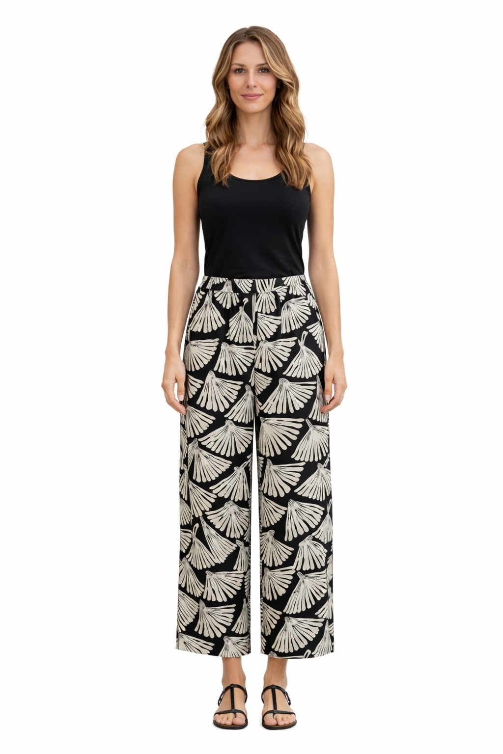 Černé Ležérní Kalhoty S Geometrickým Vzorem Xs/s 1I4A