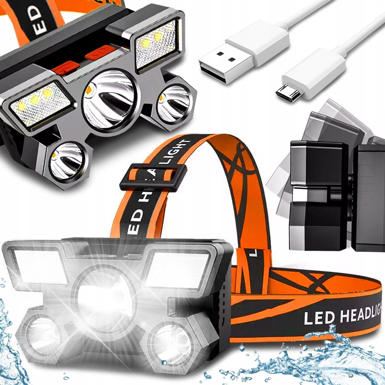 

Mocna Latarka Czołowa Czołówka Xpe High X 9LED Usb