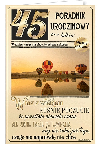 

Kartka urodzinowa na 45 urodziny z życzeniami U75