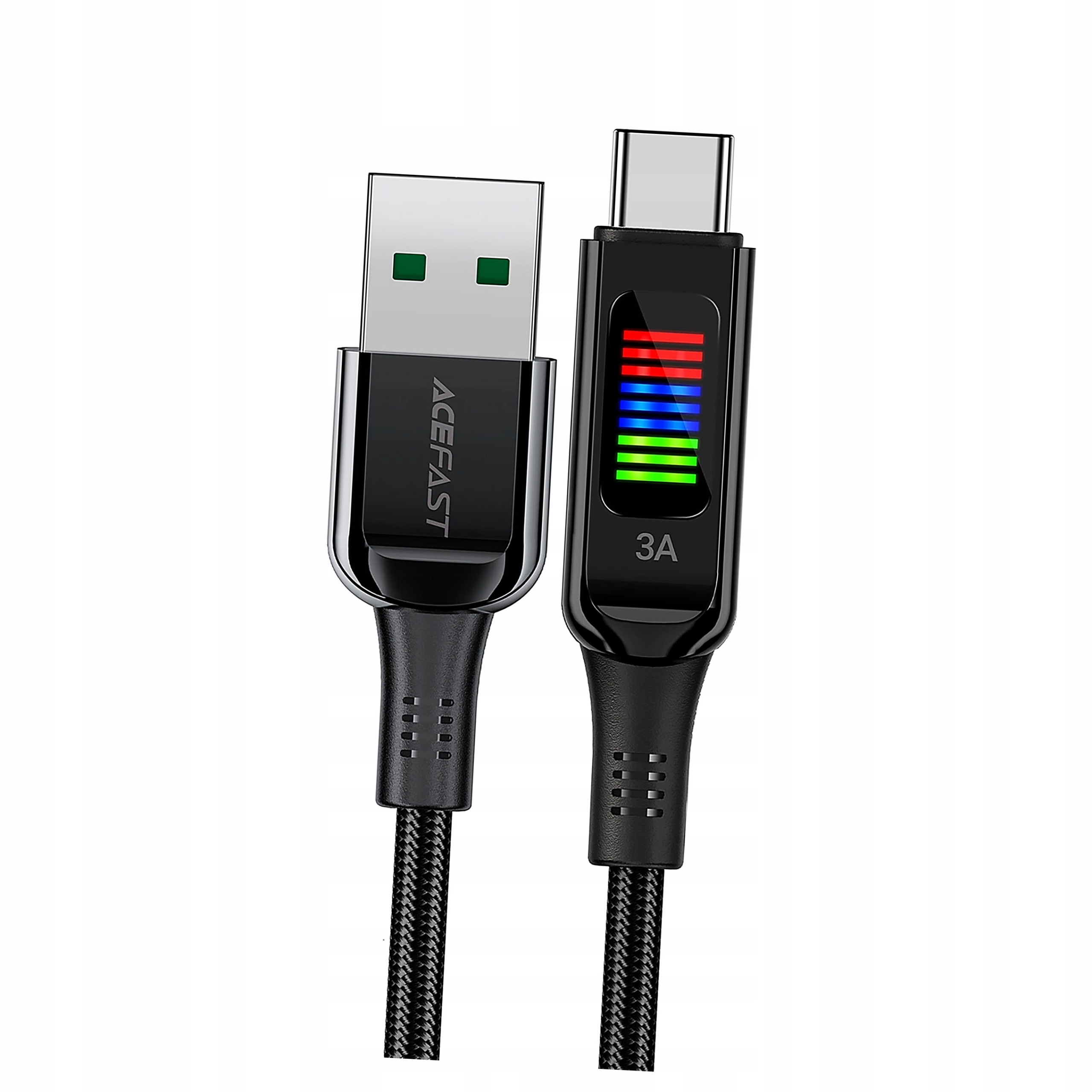 Kabel Acefast C7-04 Usb-a Usb-c 60W 1.2m z wyświetlaczem czarny