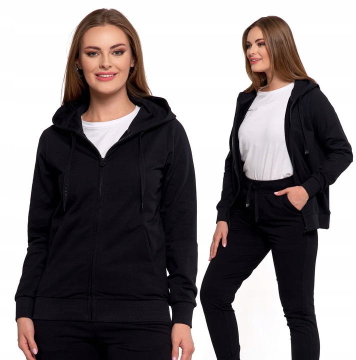 Bluza Damska Moraj Rozpinana Dresowa Gładka Z Kapturem Klasyczna M