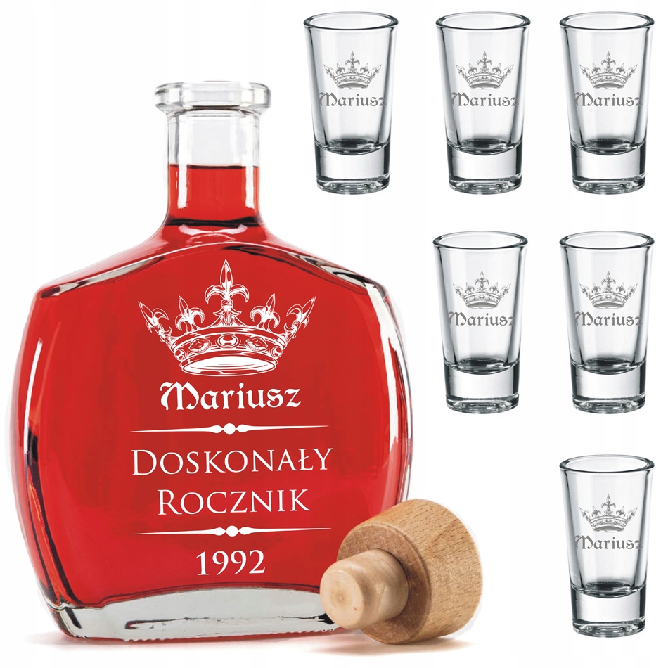 

Karafka na alkohol 500ml 6 kieliszków z Grawerem