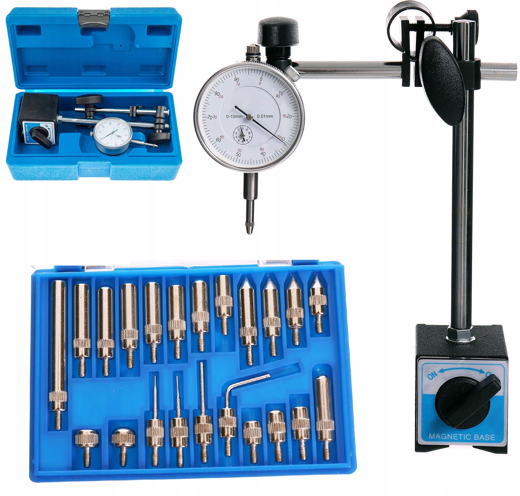 CZUJNIK ZEGAROWY STATYW MAGNETYCZNY 0-10 KOŃCÓWKI
