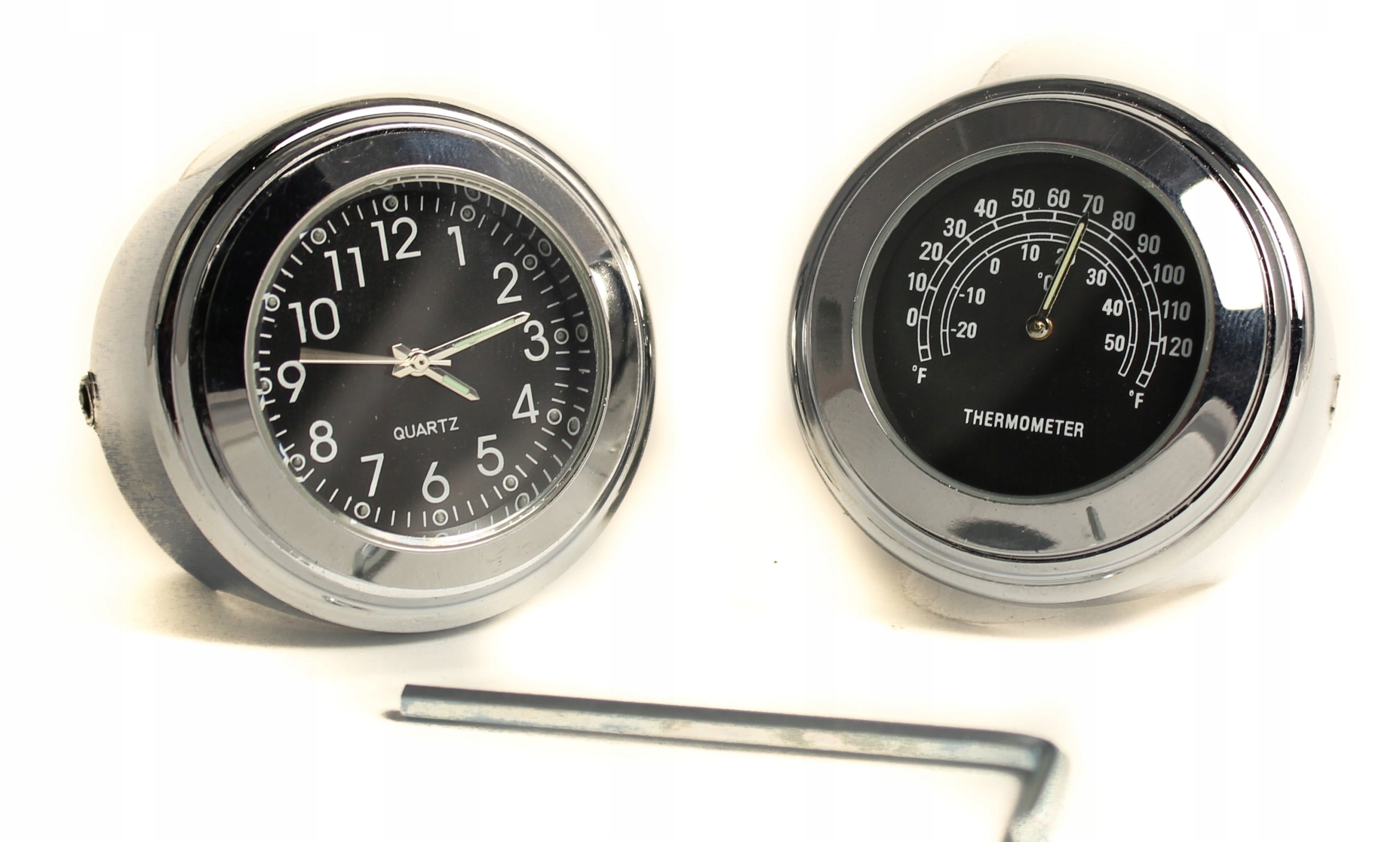 CHROMOWANY CHROMOWY TERMOMETR ZEGAREK NA KIEROWNICĘ