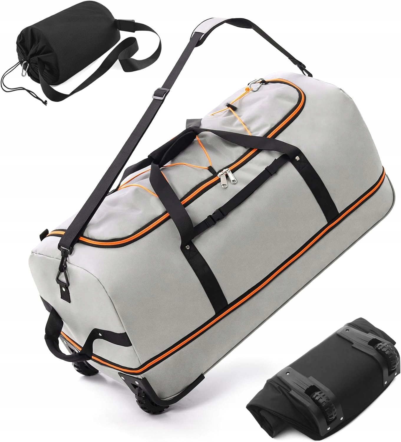Torba podróżna 110 litrów rozszerzalna z kółkami Yhyeh biało-szara
