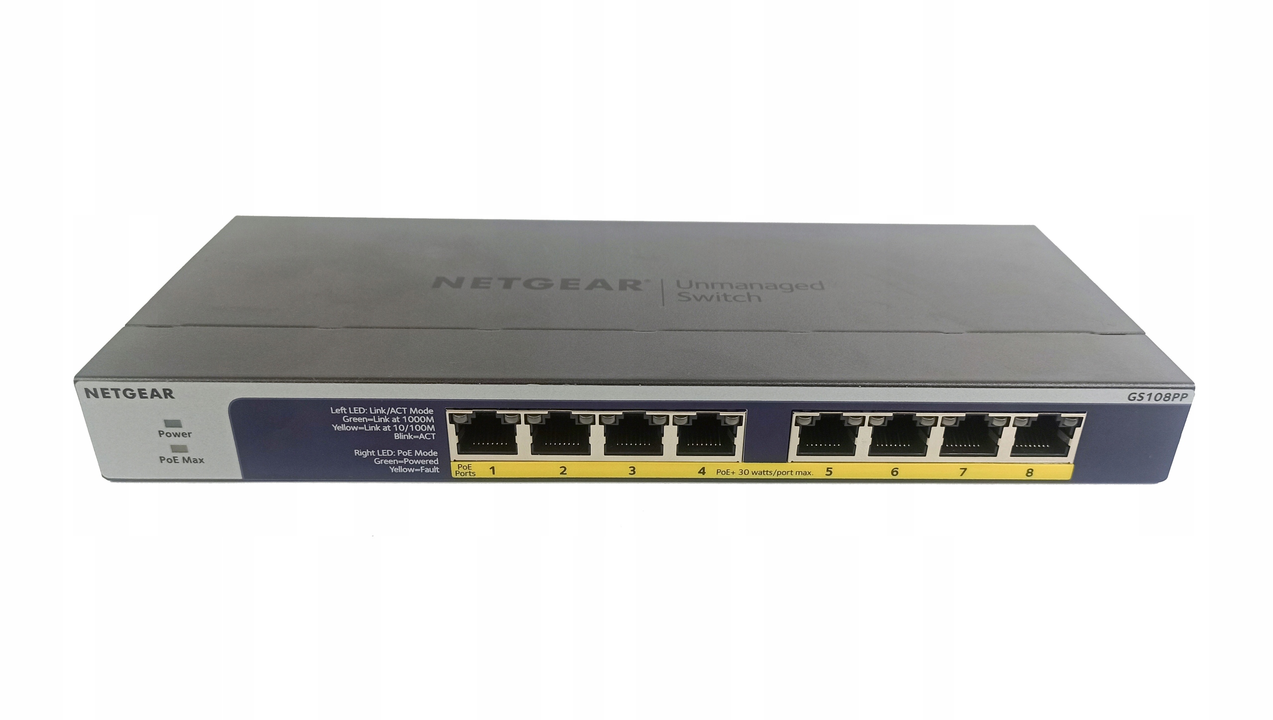 NETGEAR GS108PP PoEHUB 8ポート NETGEAR GS108PP 8-Port Gigabit Unmanaged High-power PoE+