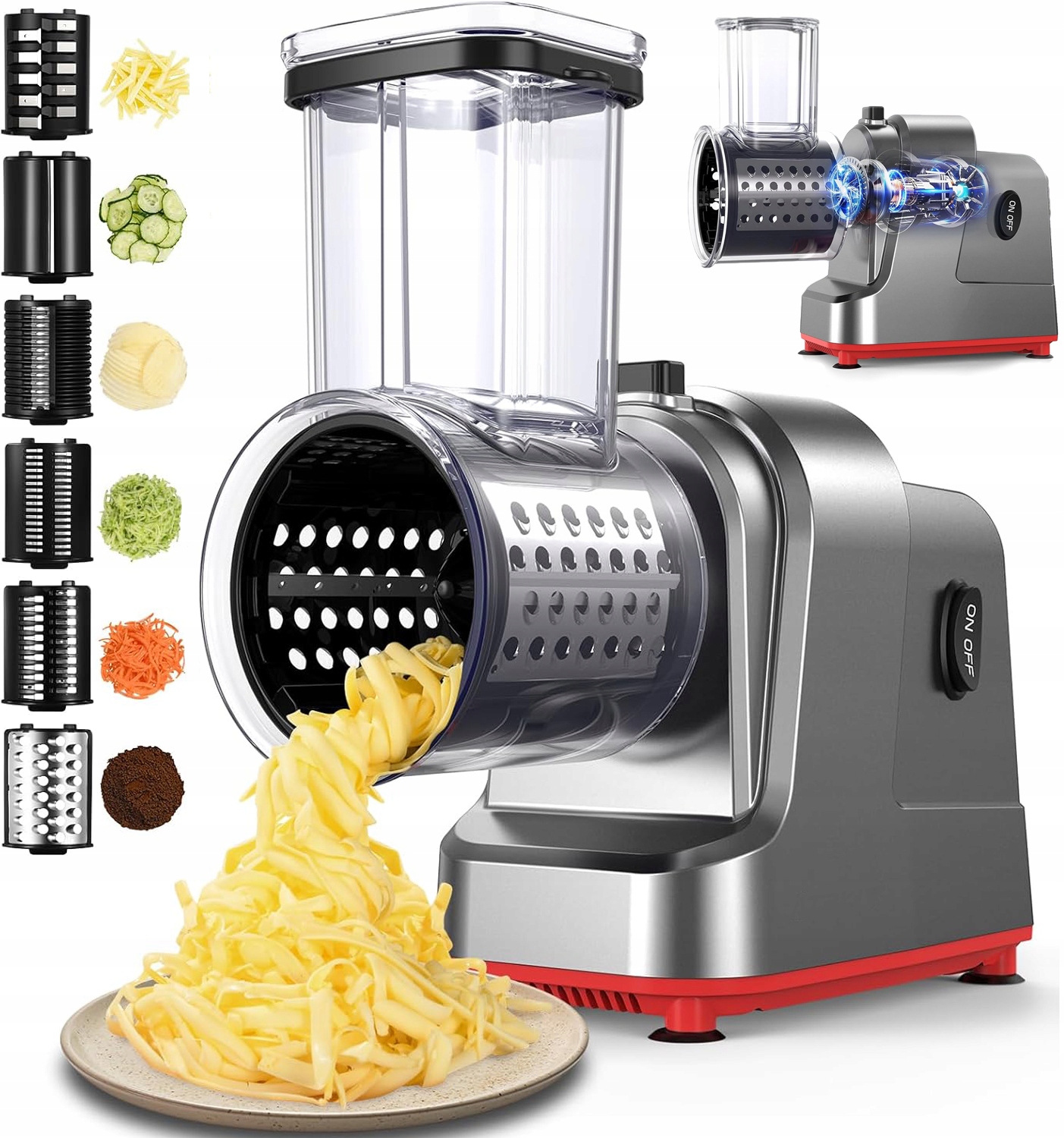 5W1 Szatkownica Elektryczna Do Warzyw Tarka 5x Ostrzy 500W Zosudull VSQ-S6