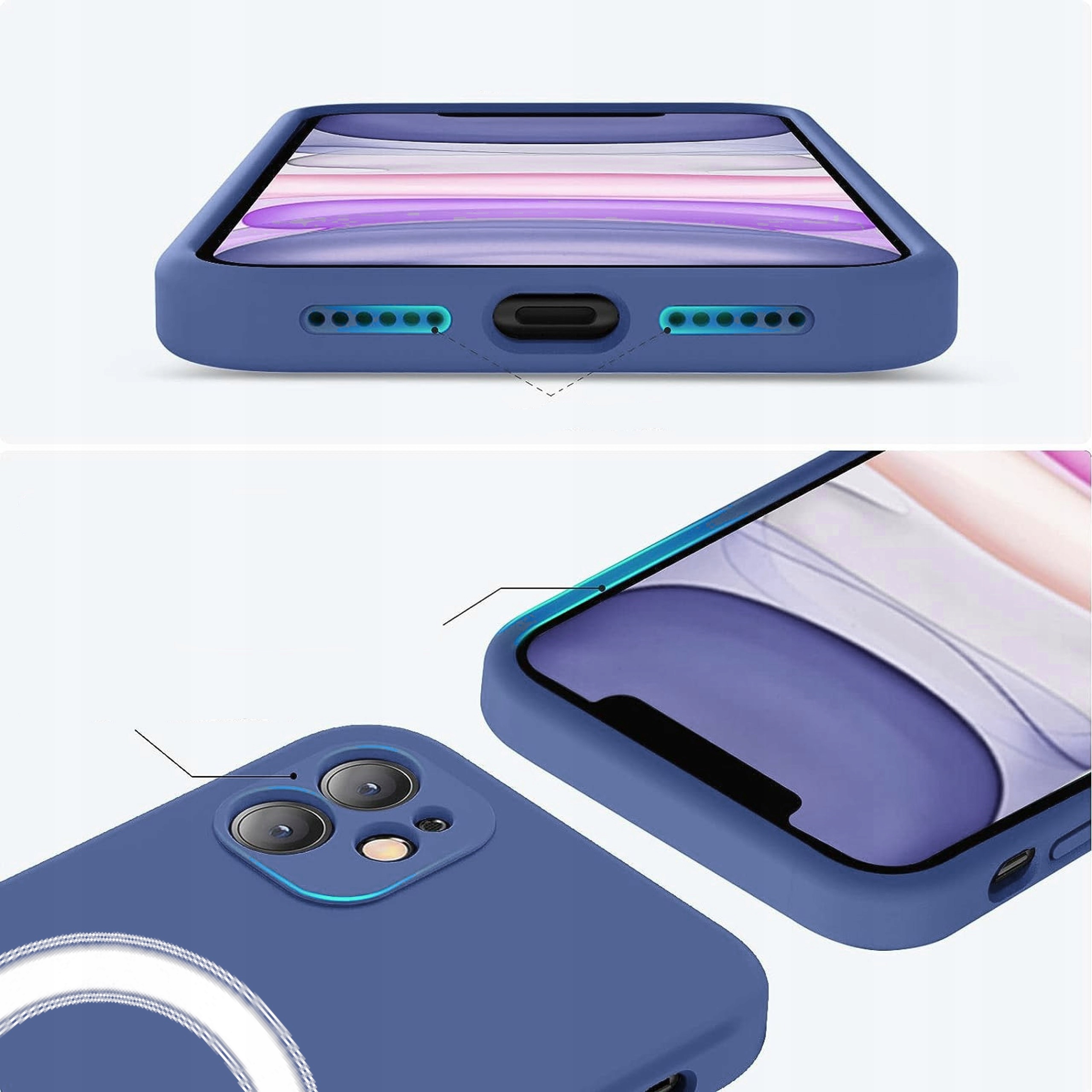 SILIKONOWE ETUI MAGSAFE Z OCHRONĄ APARATU DO IPHONE 11 KOLORY + SZKŁO Marka Bowi