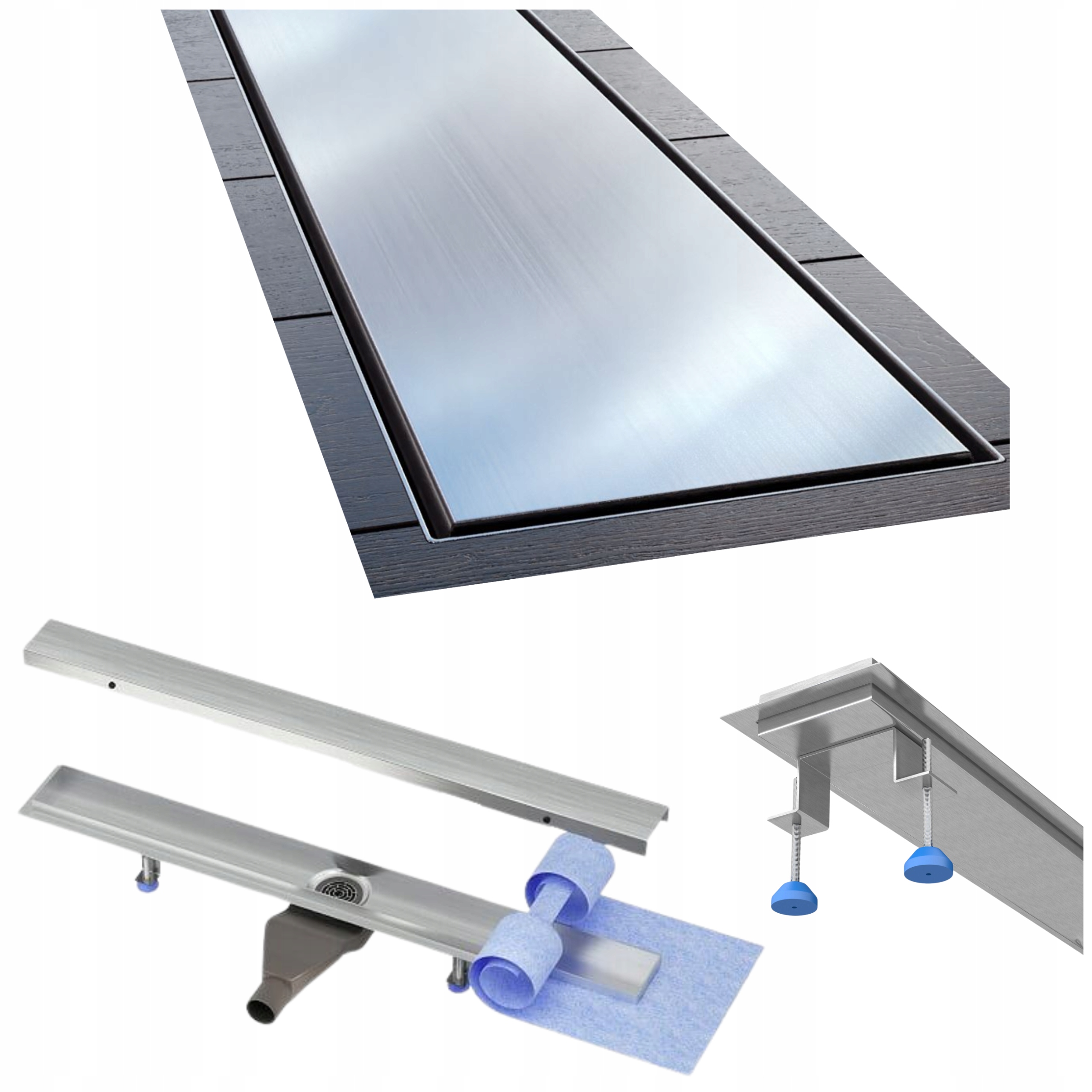 Lineárny odtok 120 cm nízky oceľový kompletný set vysoká kvalita Waterway
