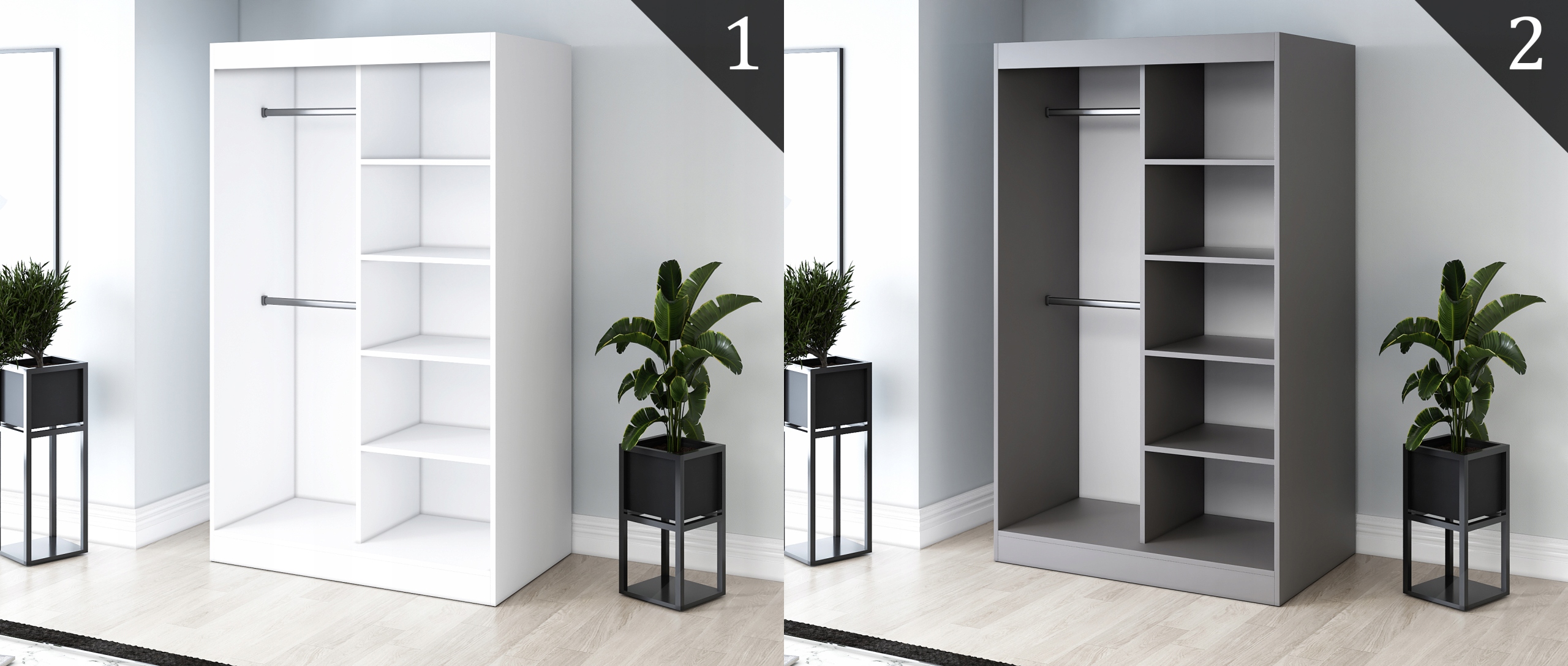 Korpus szafy 120 Regał BIAŁY MAT - RÓŻNE UKŁADY Głębokość mebla 60 cm