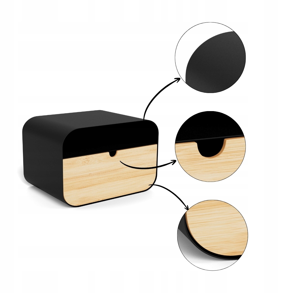 Čierny Nočná Skrinka s nočným stolíkom a zásuvkou a závesnou poličkou Joliet