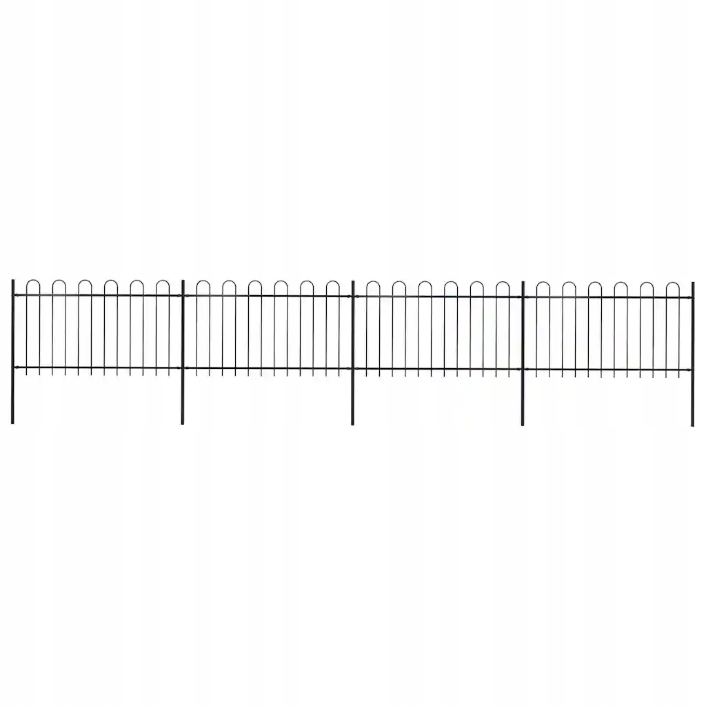 Oplocení se zaoblenými konci, ocelový, 6,8 x 1 m, černý