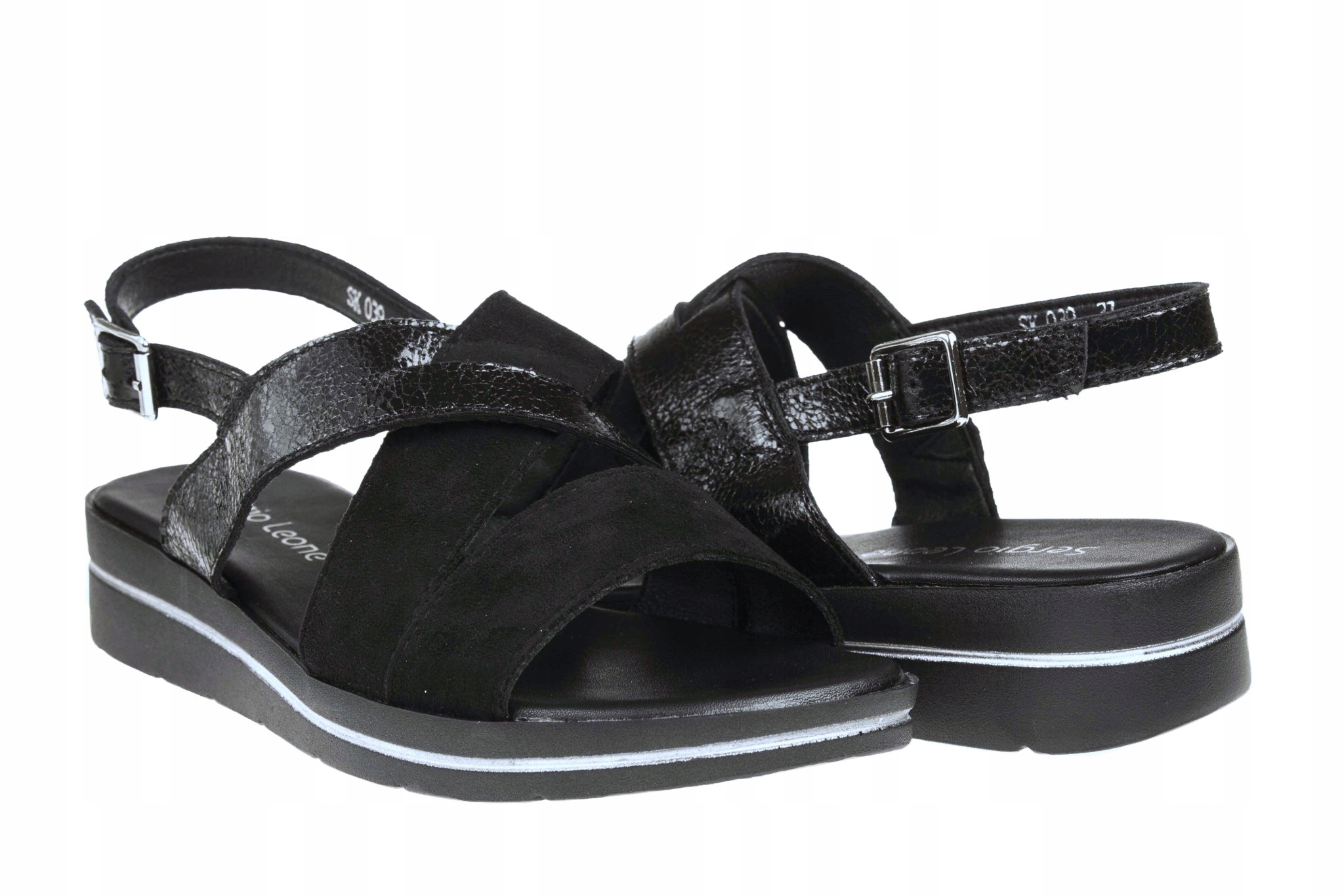 S.LEONE SANDAŁY DAMSKIE KOTURN CZARNY SK039 R 37 Model SK 039