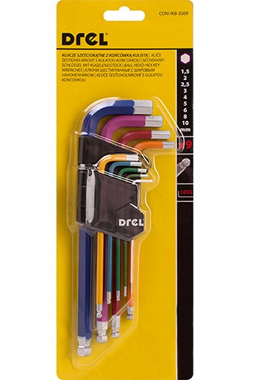 KLUCZE IMBUSOWE DŁUGIE 9 SZT 1,5-10MM IMBUS IMBUSY Kod producenta CON-IKB-3309