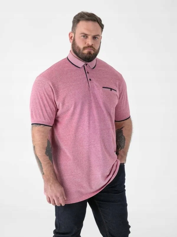 Tričko Pánské Polo Hladké Červené HARVEY-D555 Velké Velikosti 4XL