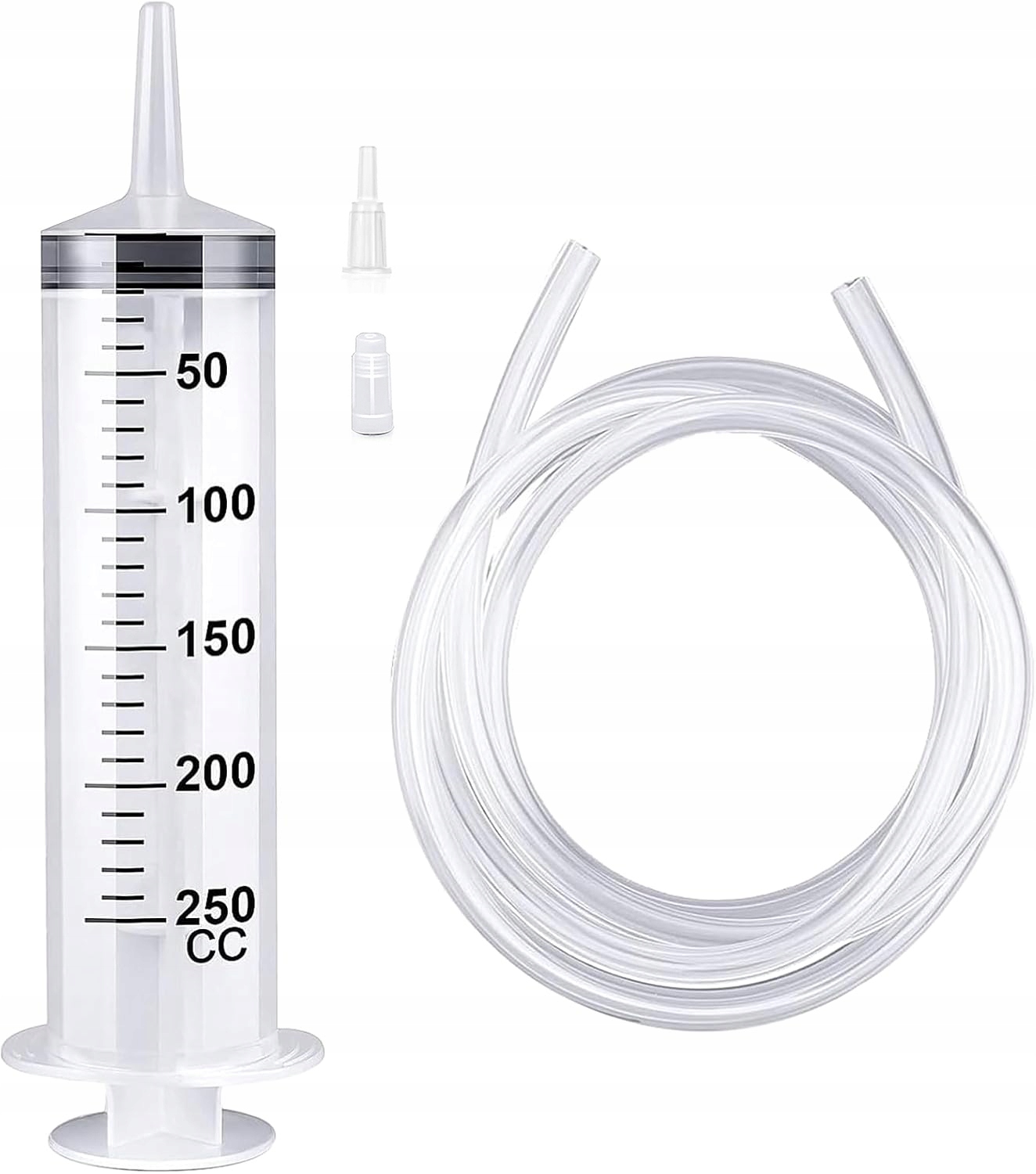 DUŻA STRZYKAWKA CEWNIKOWA 250ML + WĄŻ 1M + ADAPTER