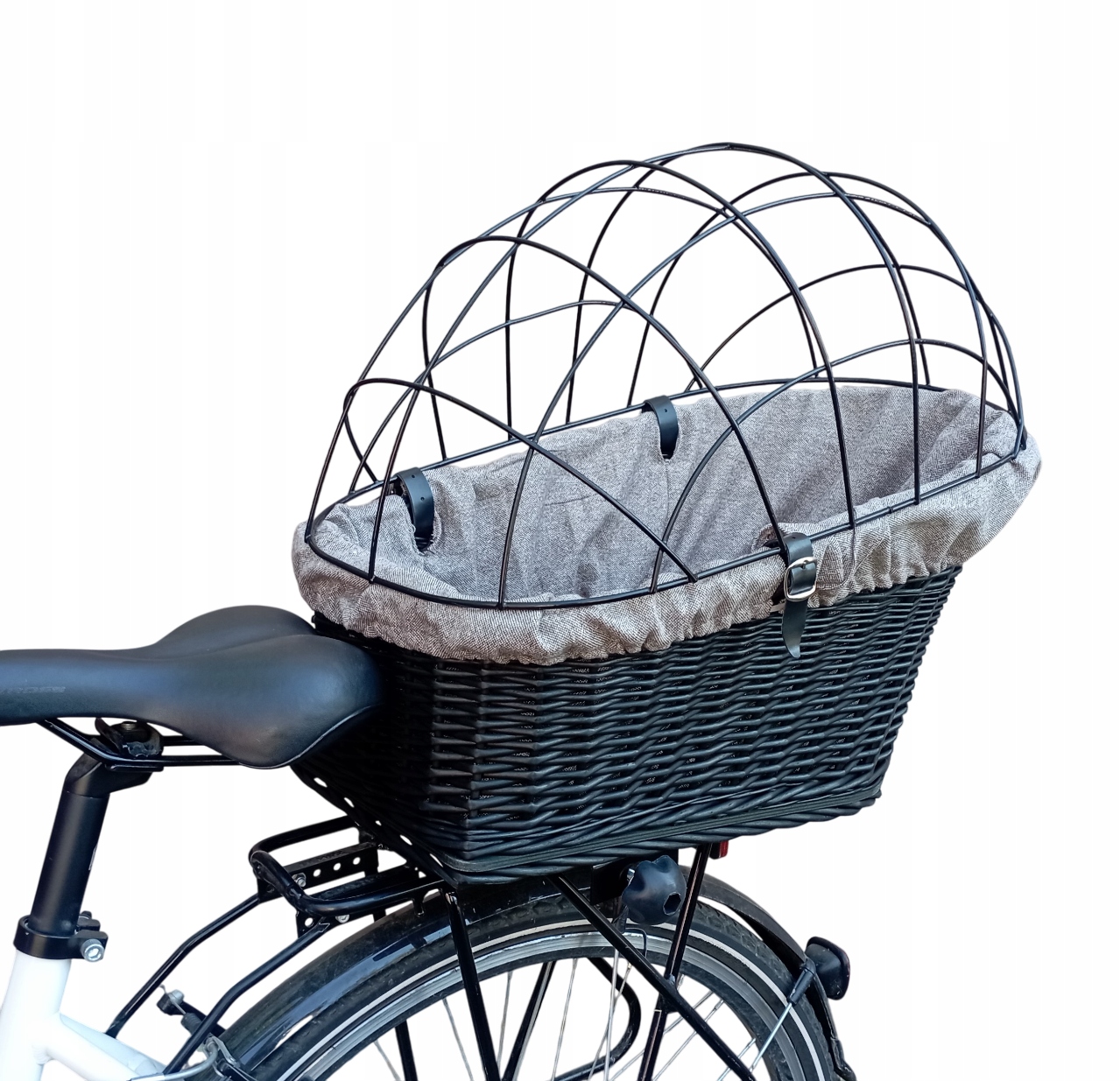 Transporter wiklinowy na rower kosz na Bagażnik +Obszycie Poduszka