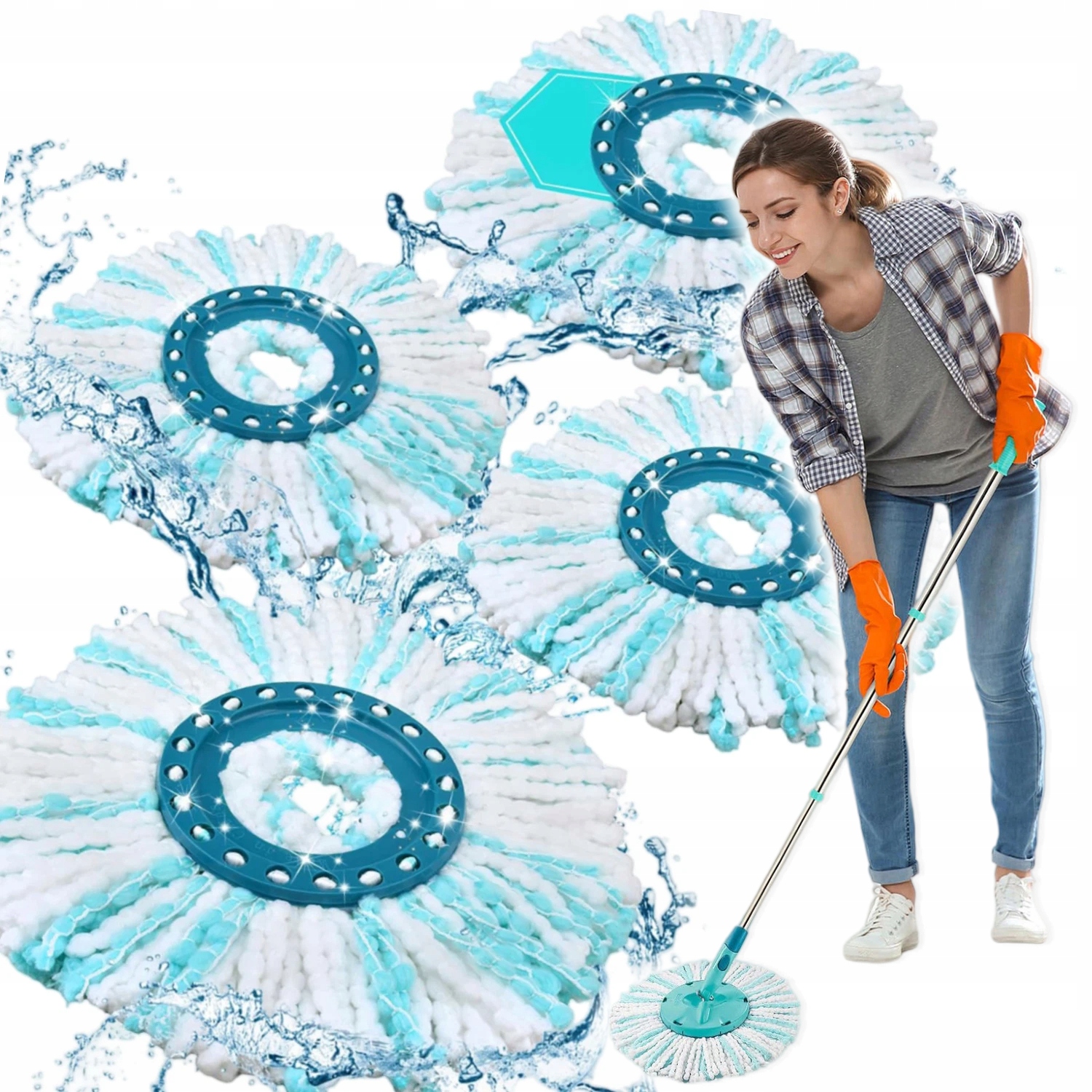 4 Náhradní Hlavice Rotačního Mopu Z Mikrovlákna Pro Leifheit Clean Twist Nový