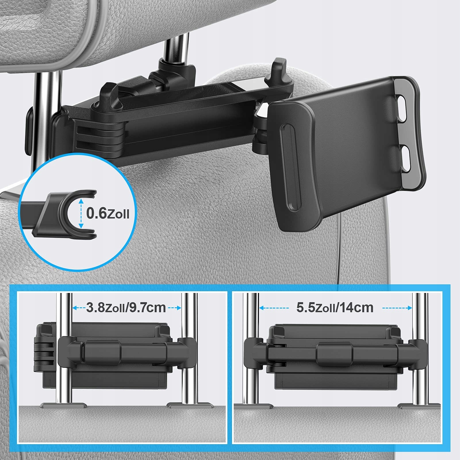 SHAWE Uchwyt Samochodowy Na Tablet Regulowany Uniwersalny Do iPad Kindle — miniatura 3