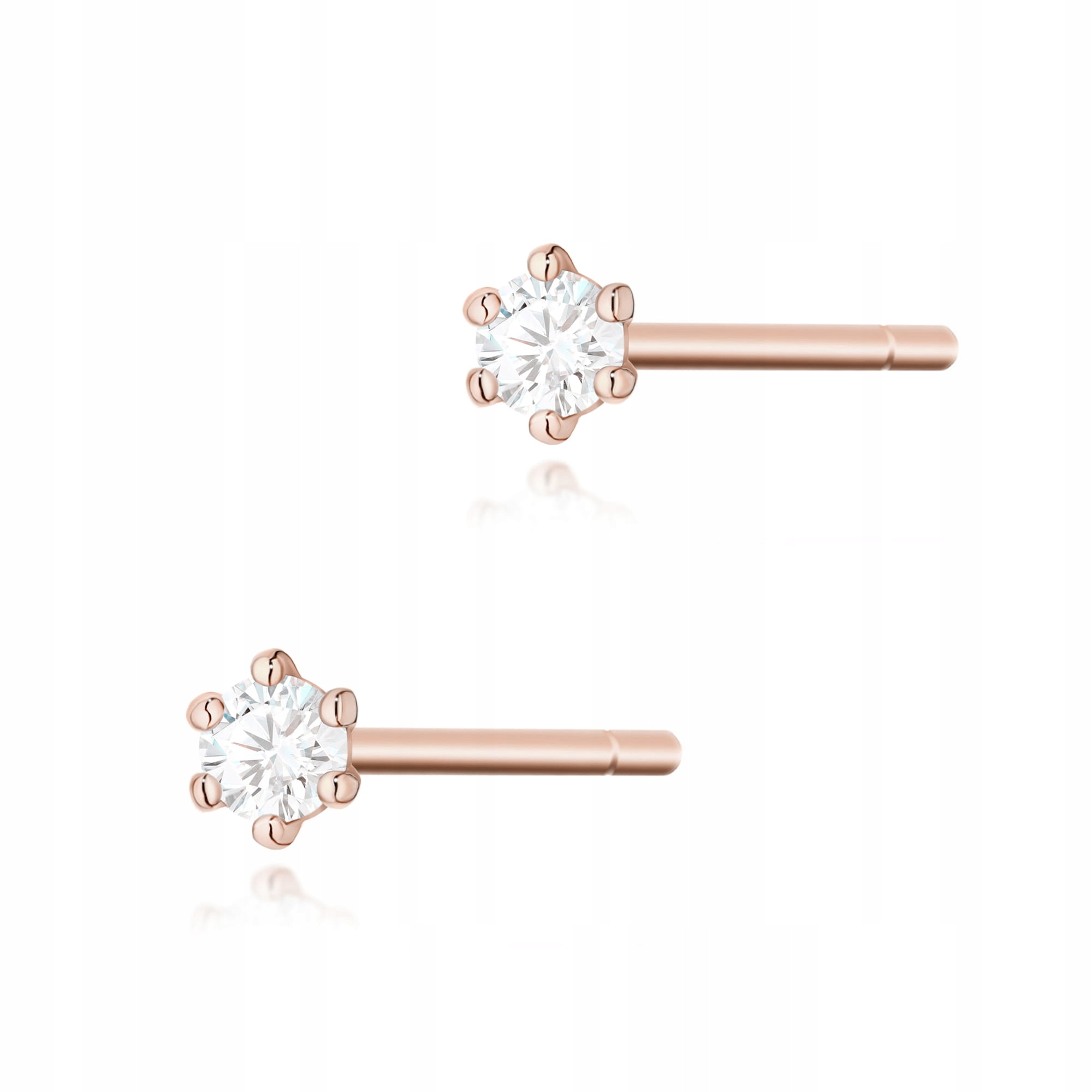 Zlaté náušnice 585 s diamanty na tyčinku, růžové zlato jako dárek pro maminku