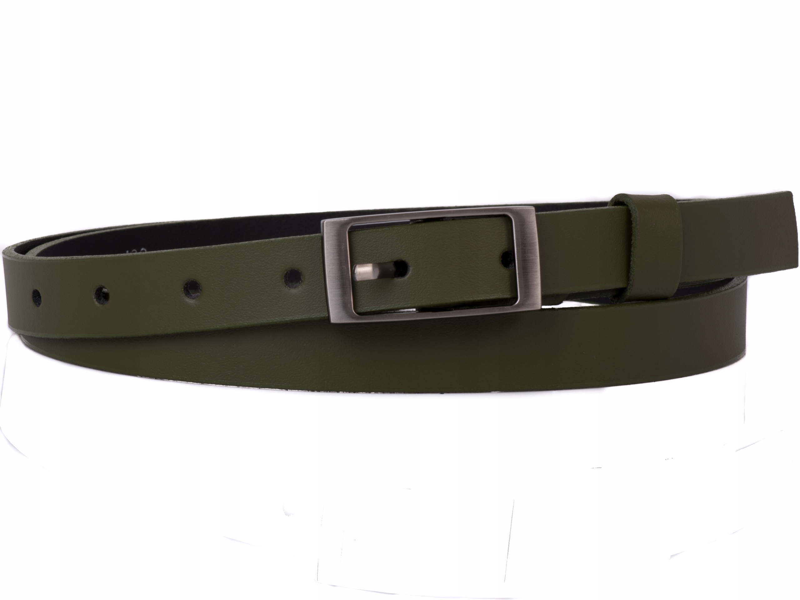 

Damski Skórzany pasek 2cm Khaki |85obw