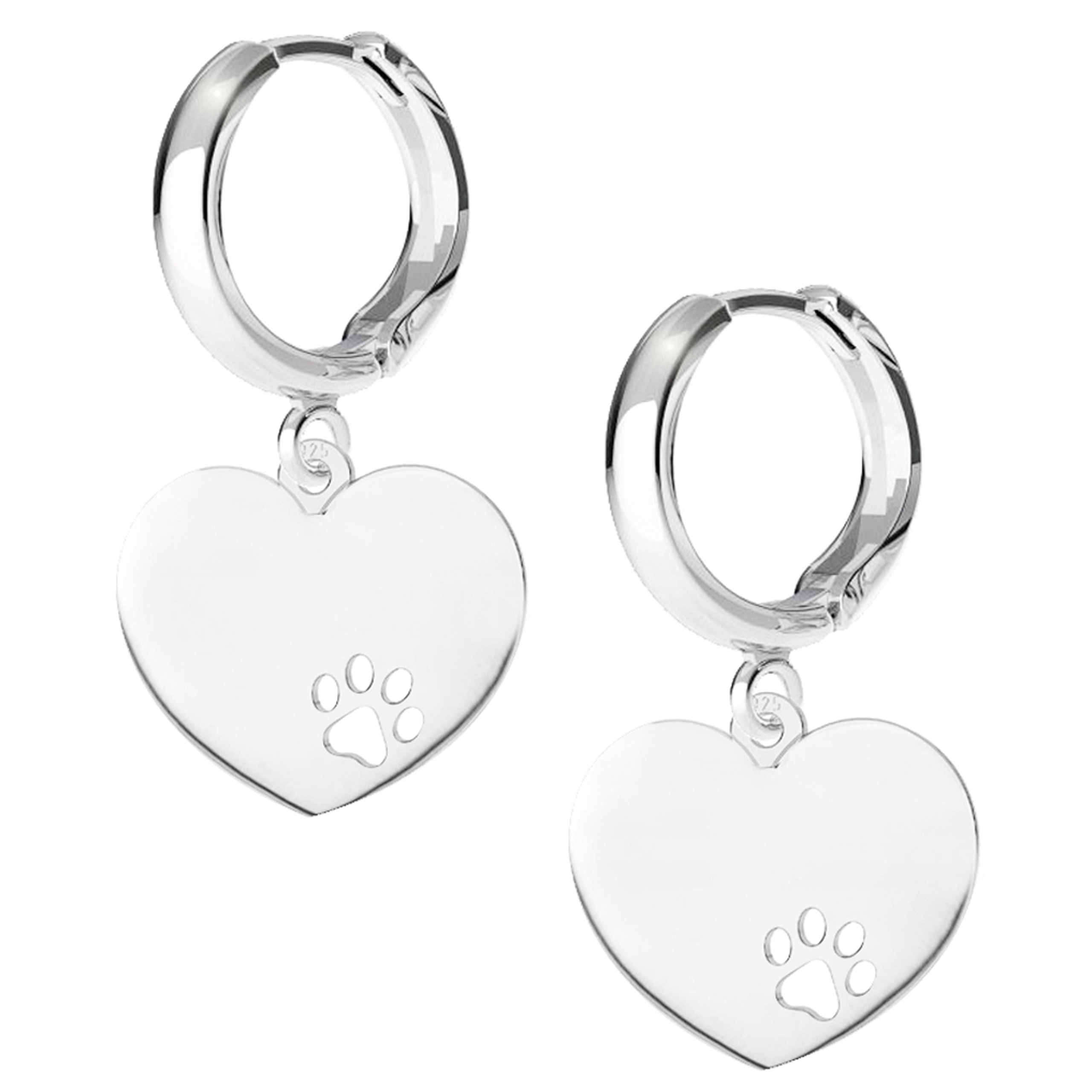 Stříbrné náušnice Srdce Psí Tlapka Stříbro 925