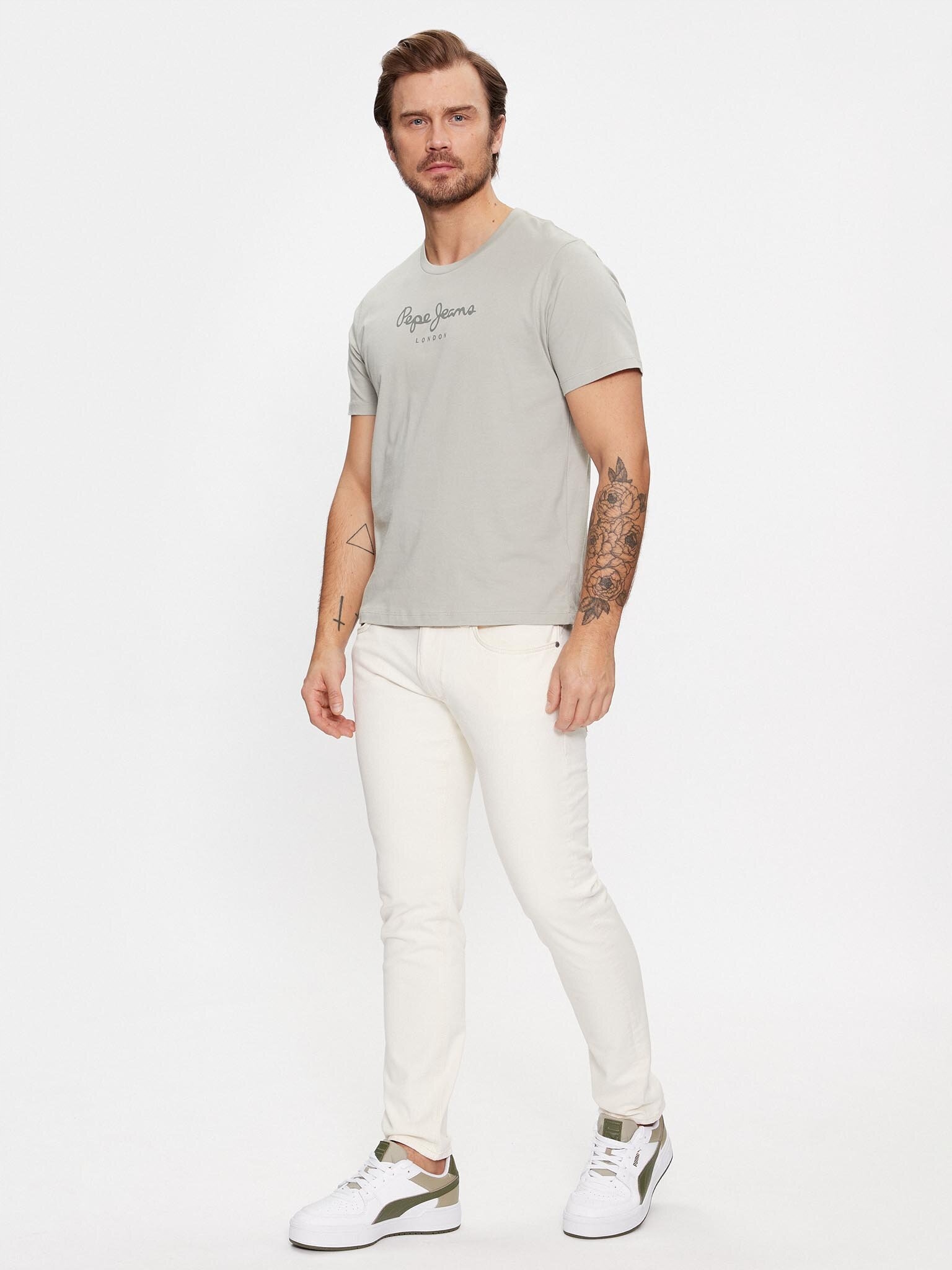 Pepe Jeans Jeansy PM207390WI5 Écru Tapered Fit