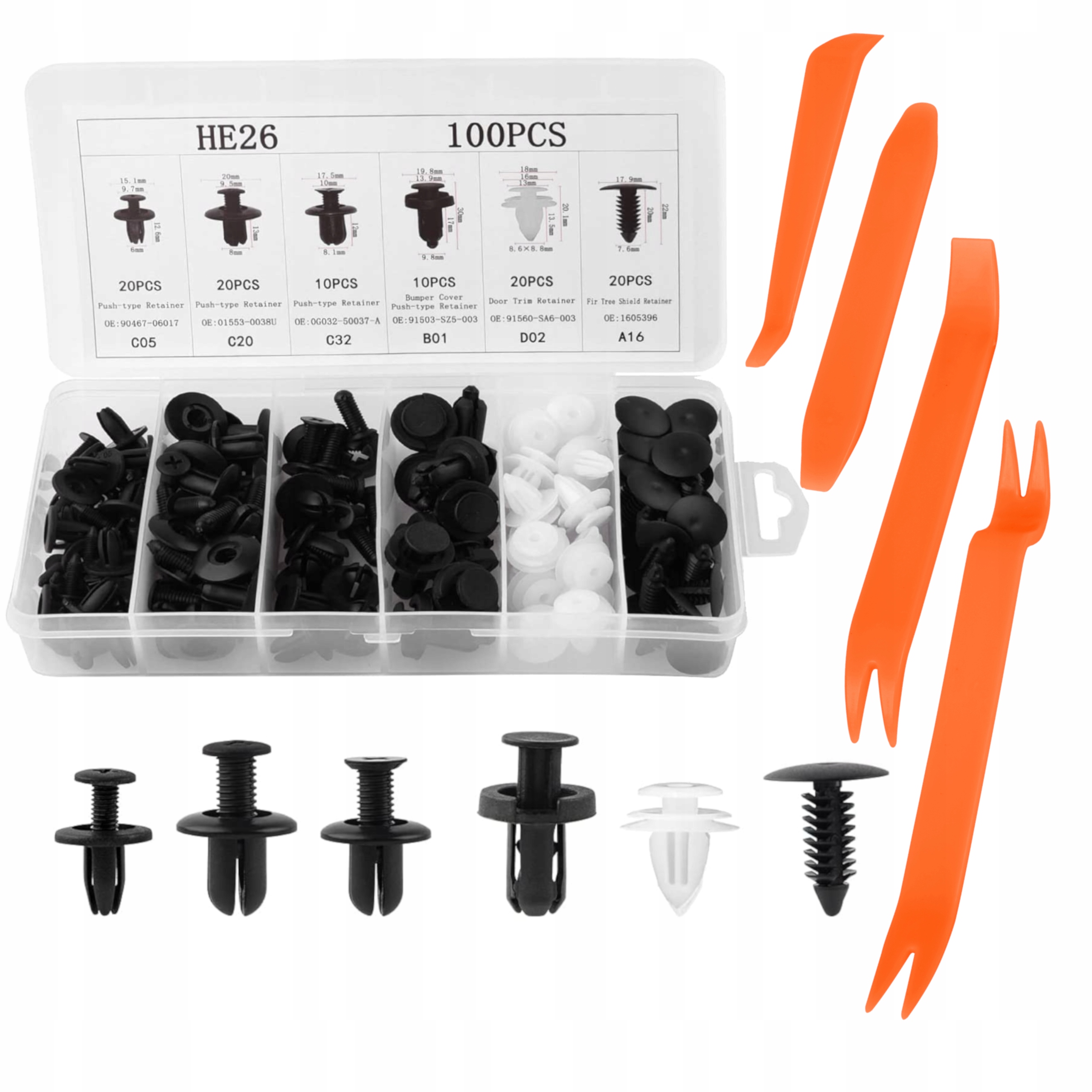 SPINKI KLIPSY KOŁKI SAMOCHODOWE UNIWERSALNE DO AUTA TAPICERKI + ŚCIĄGACZE