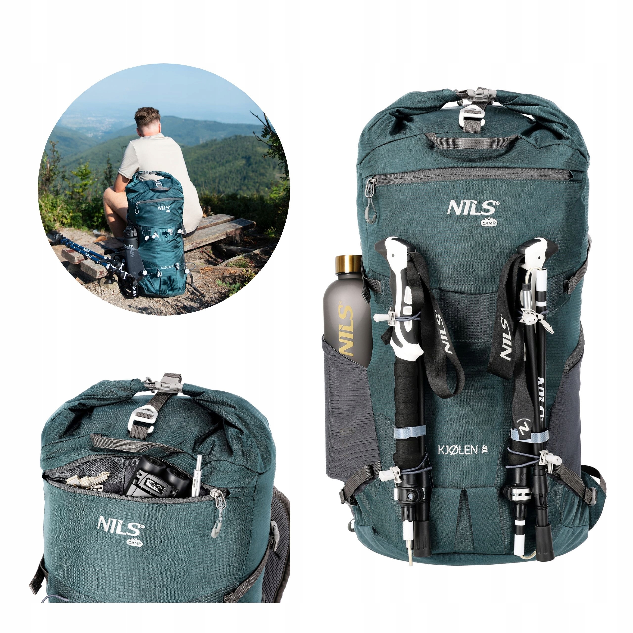 Batoh voděodolný horský turistický taktický držák na hole 40 L Nils
