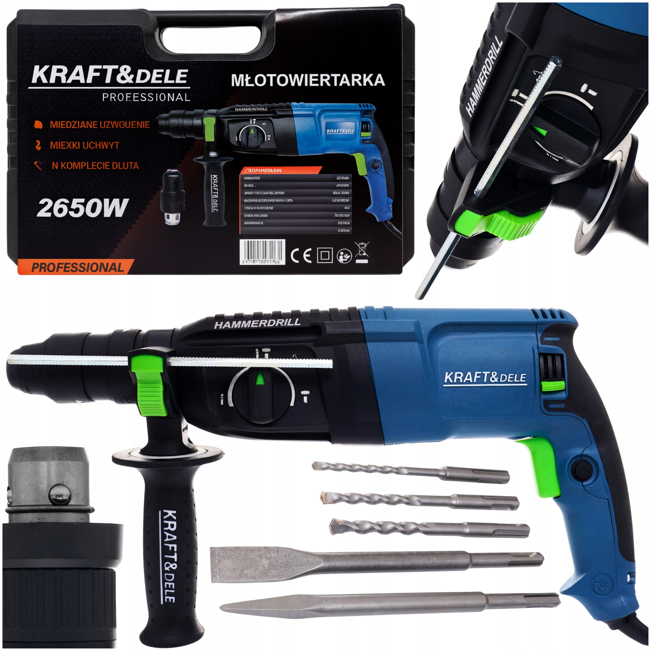 Vrtací Kladivo Sds+ Silné 2650W 5J Vrtačka S Příklepem